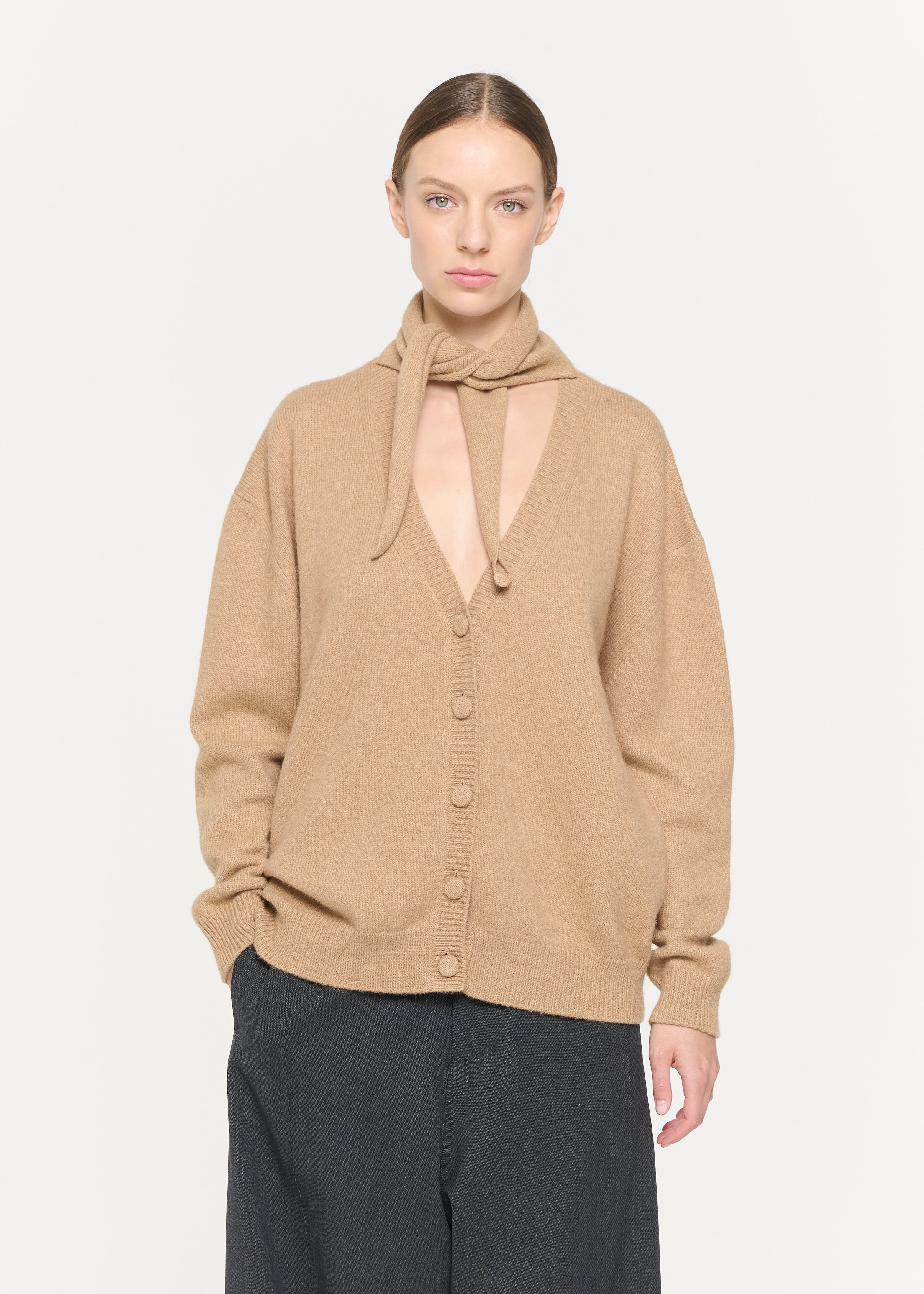 BABY CAMEL CARDIGAN WITH SHAWL