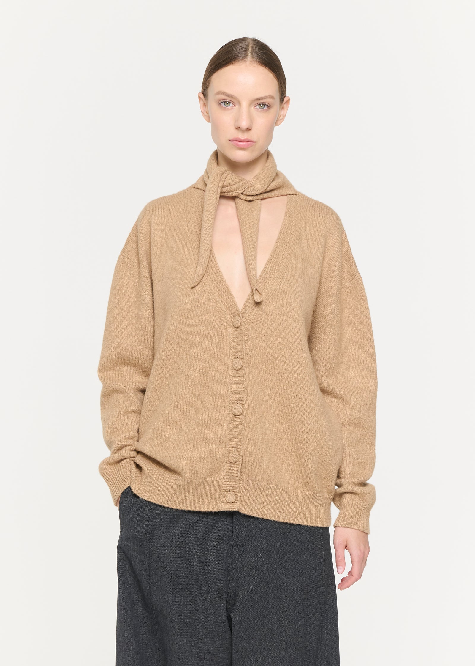 BABY CAMEL CARDIGAN WITH SHAWL