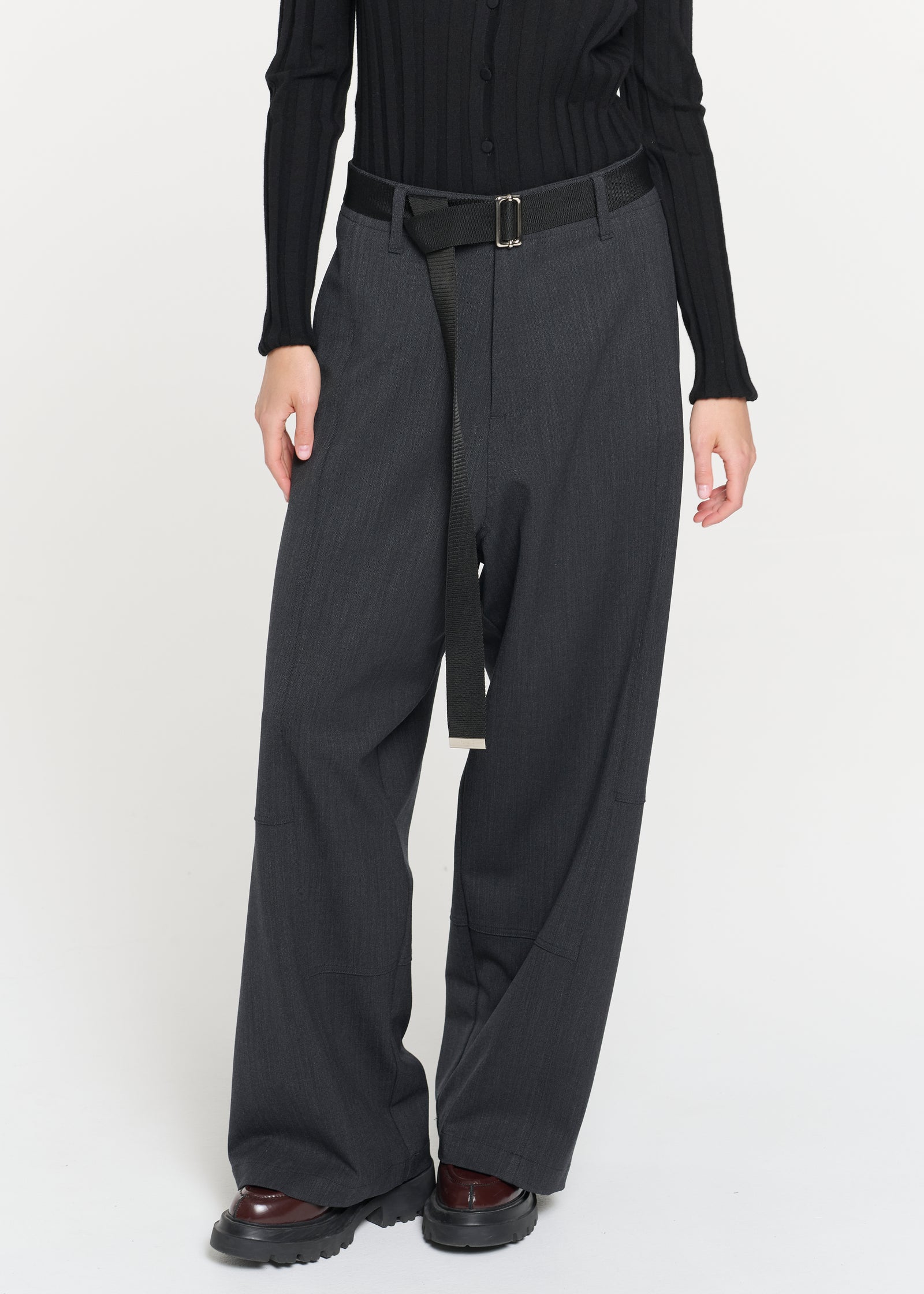 ANTHRACITE MELANGE WIDE LEG PANTS