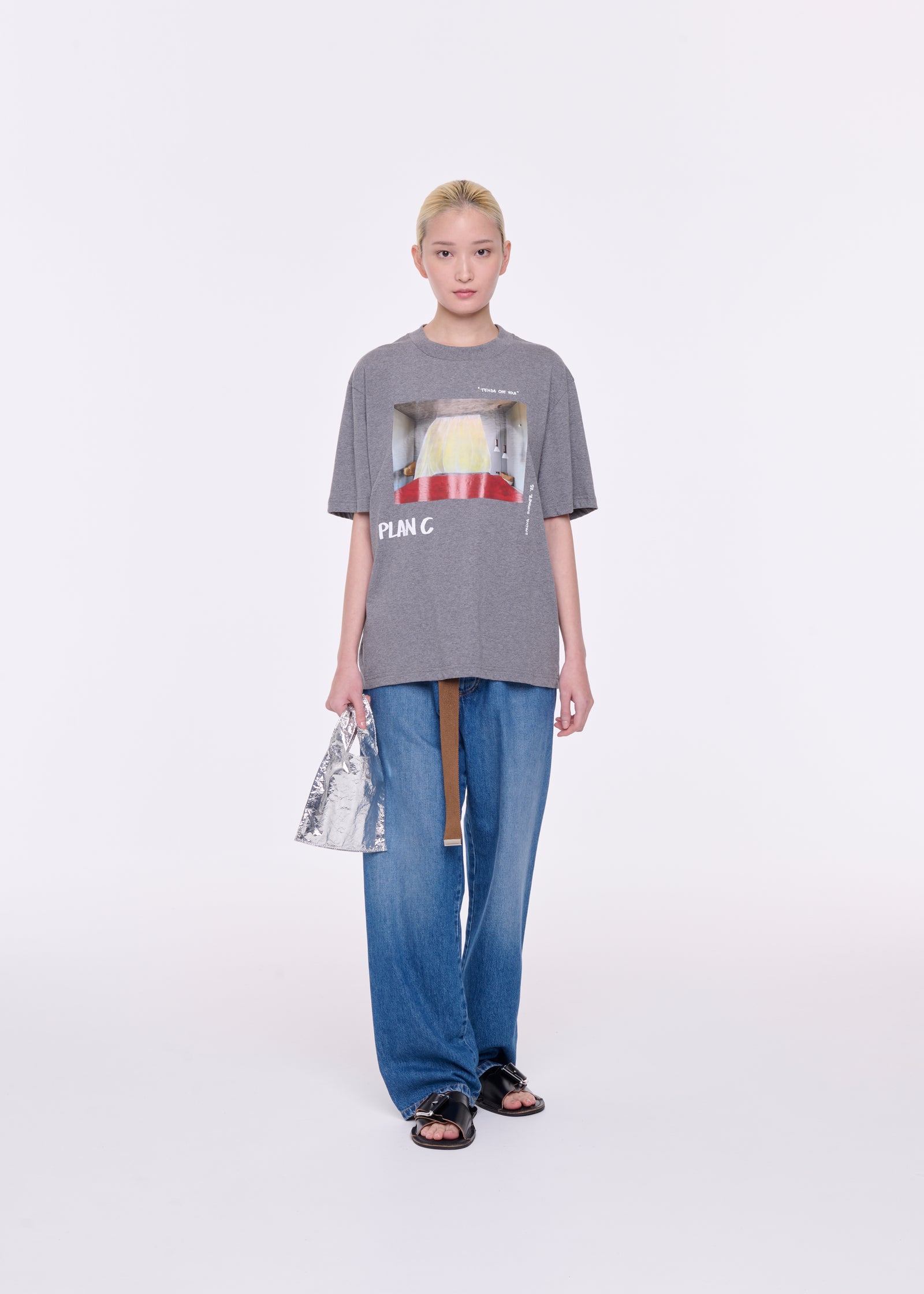 GREY "TENDA CHE VOLA" PRINT T-SHIRT