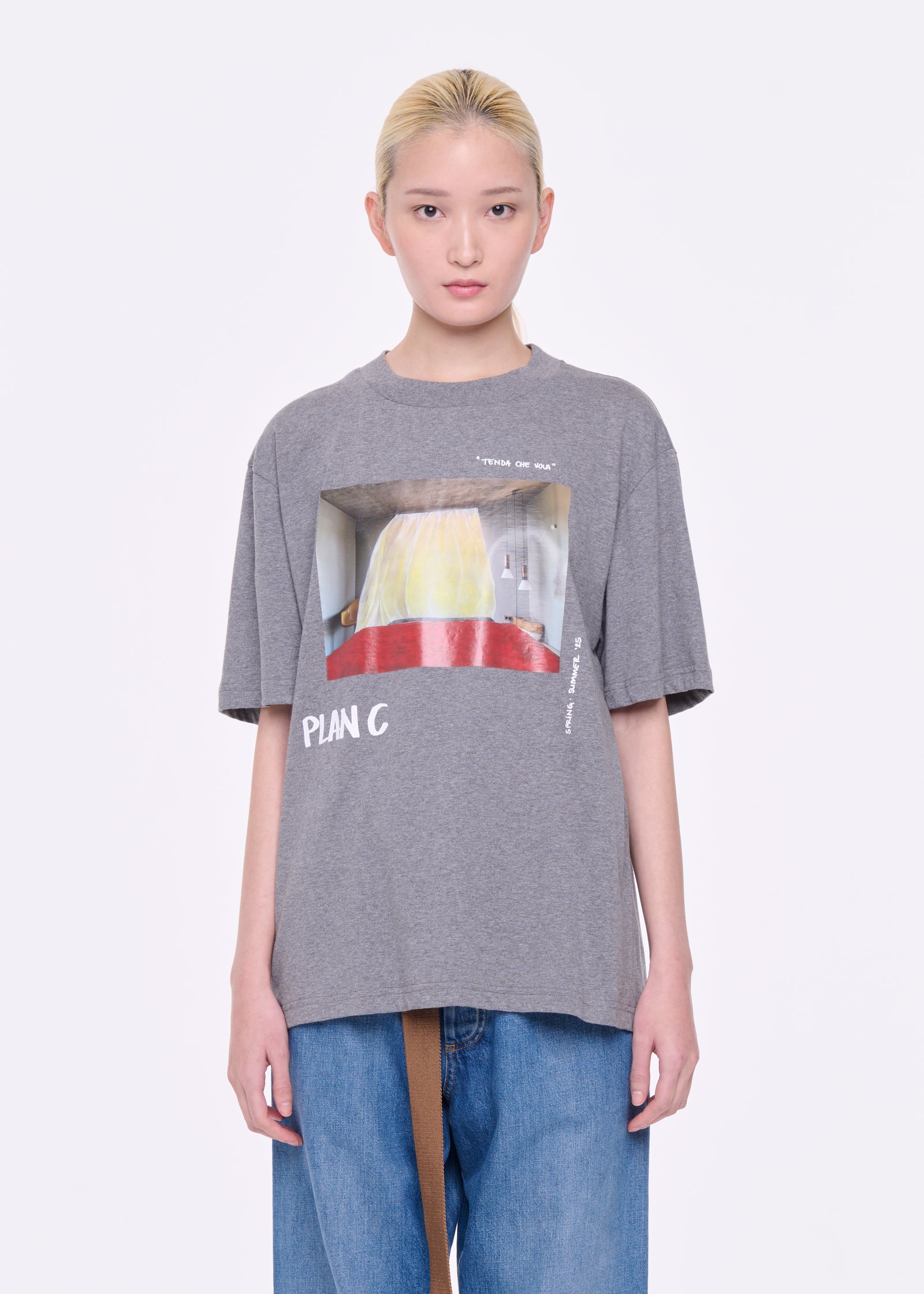 GREY "TENDA CHE VOLA" PRINT T-SHIRT