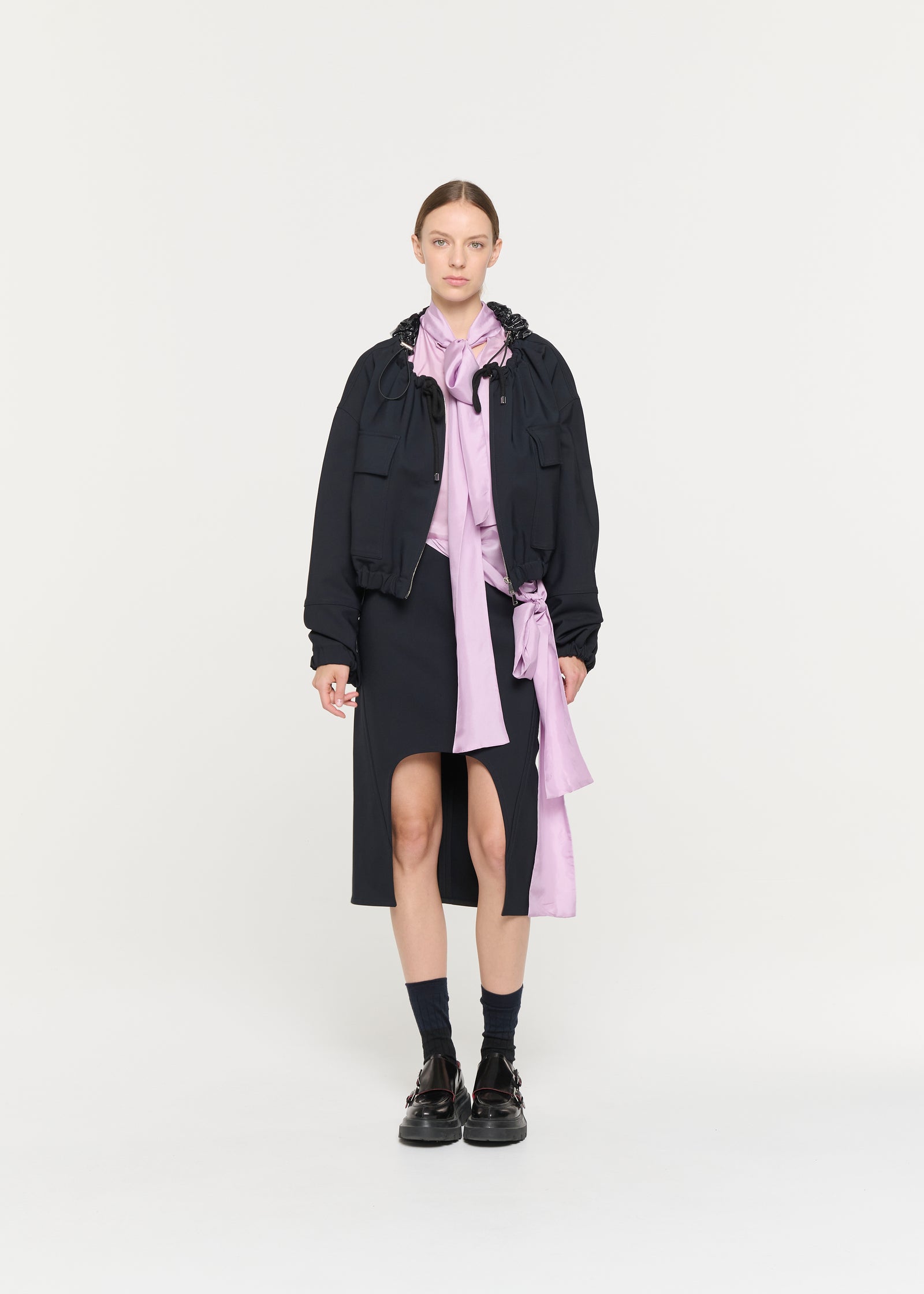 GIACCA CROPPED BLU NERA