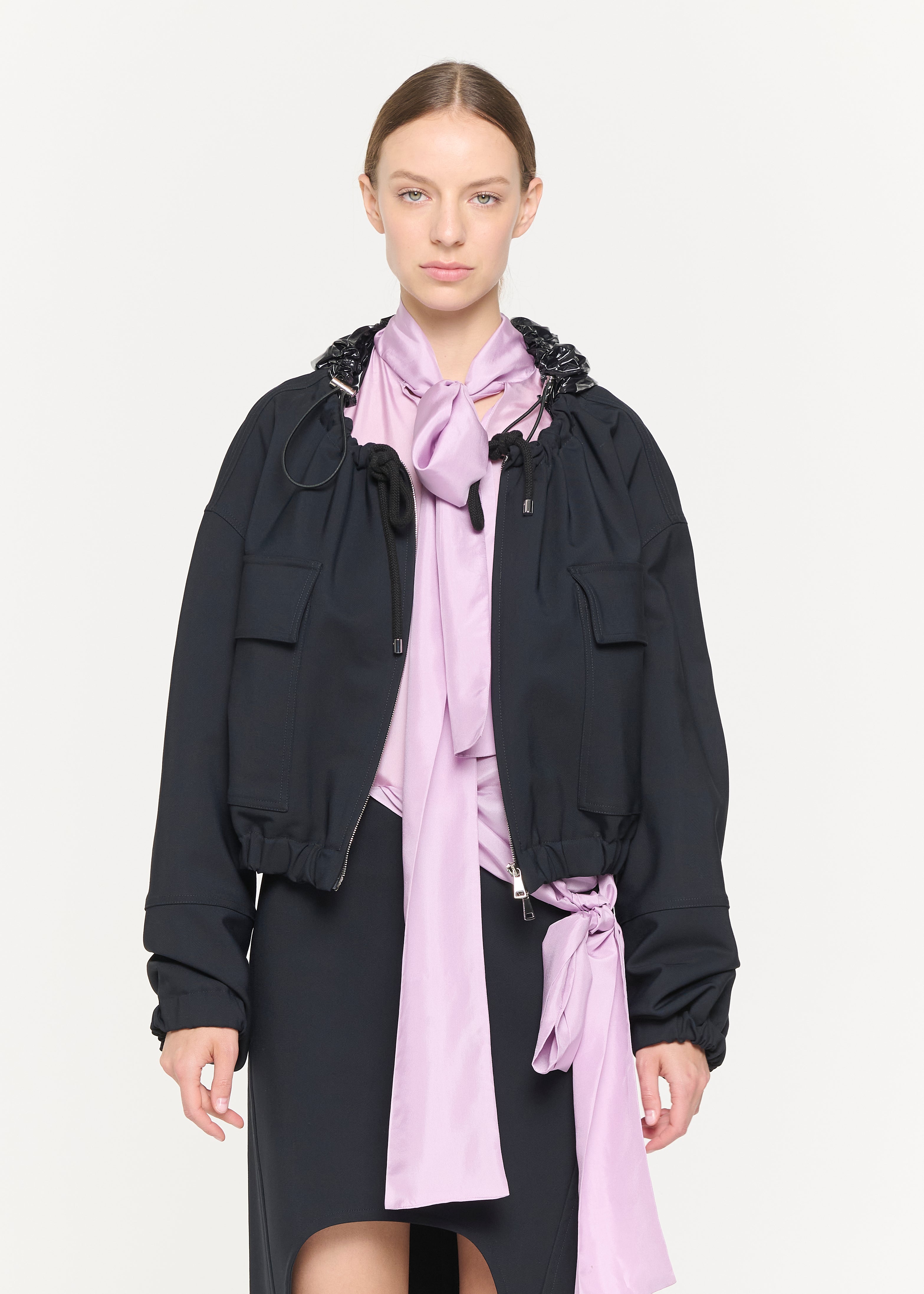 GIACCA CROPPED BLU NERA