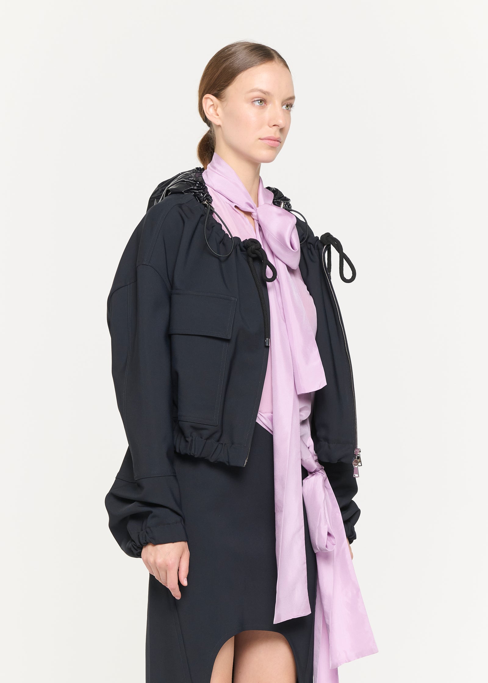 GIACCA CROPPED BLU NERA