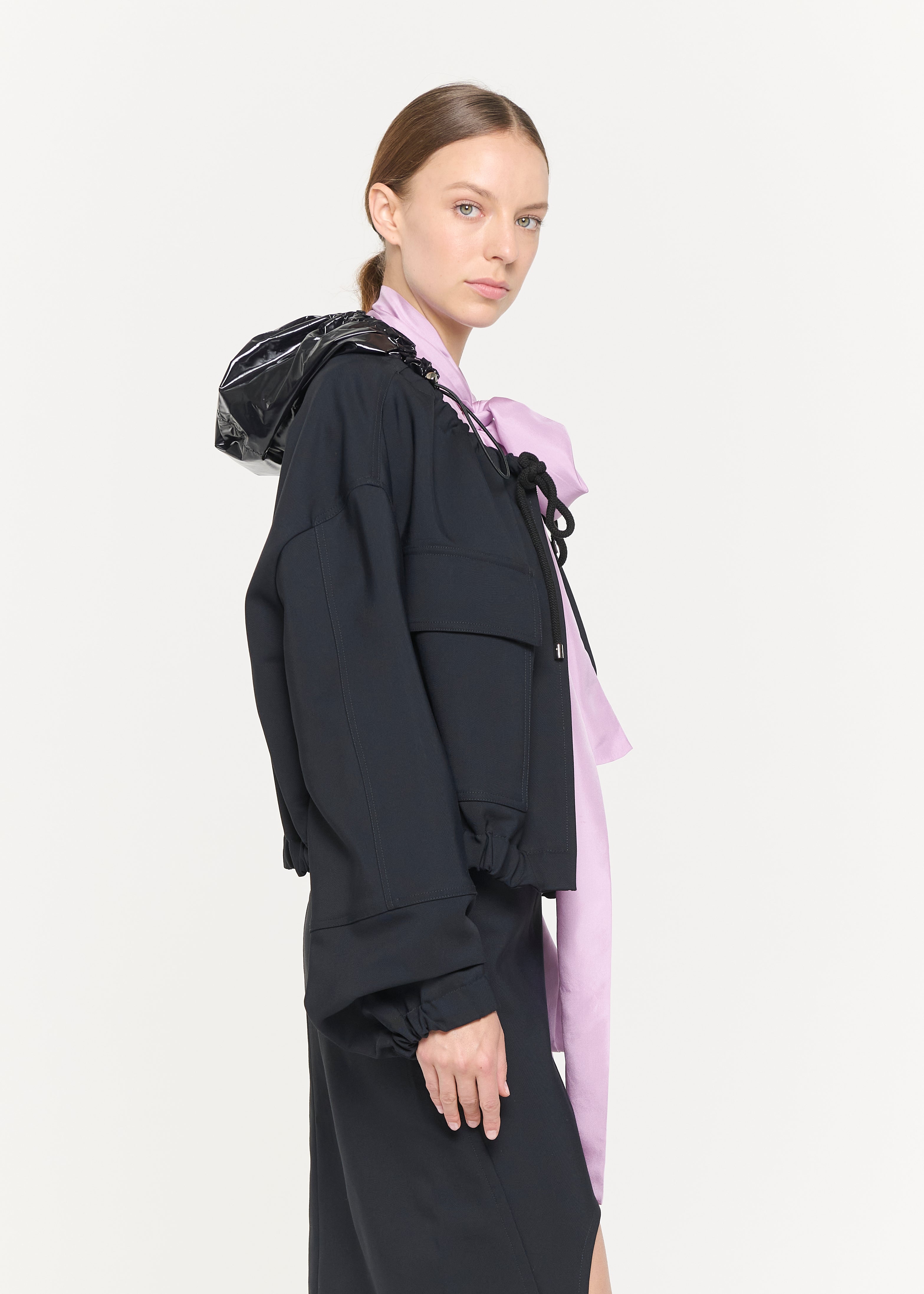 GIACCA CROPPED BLU NERA