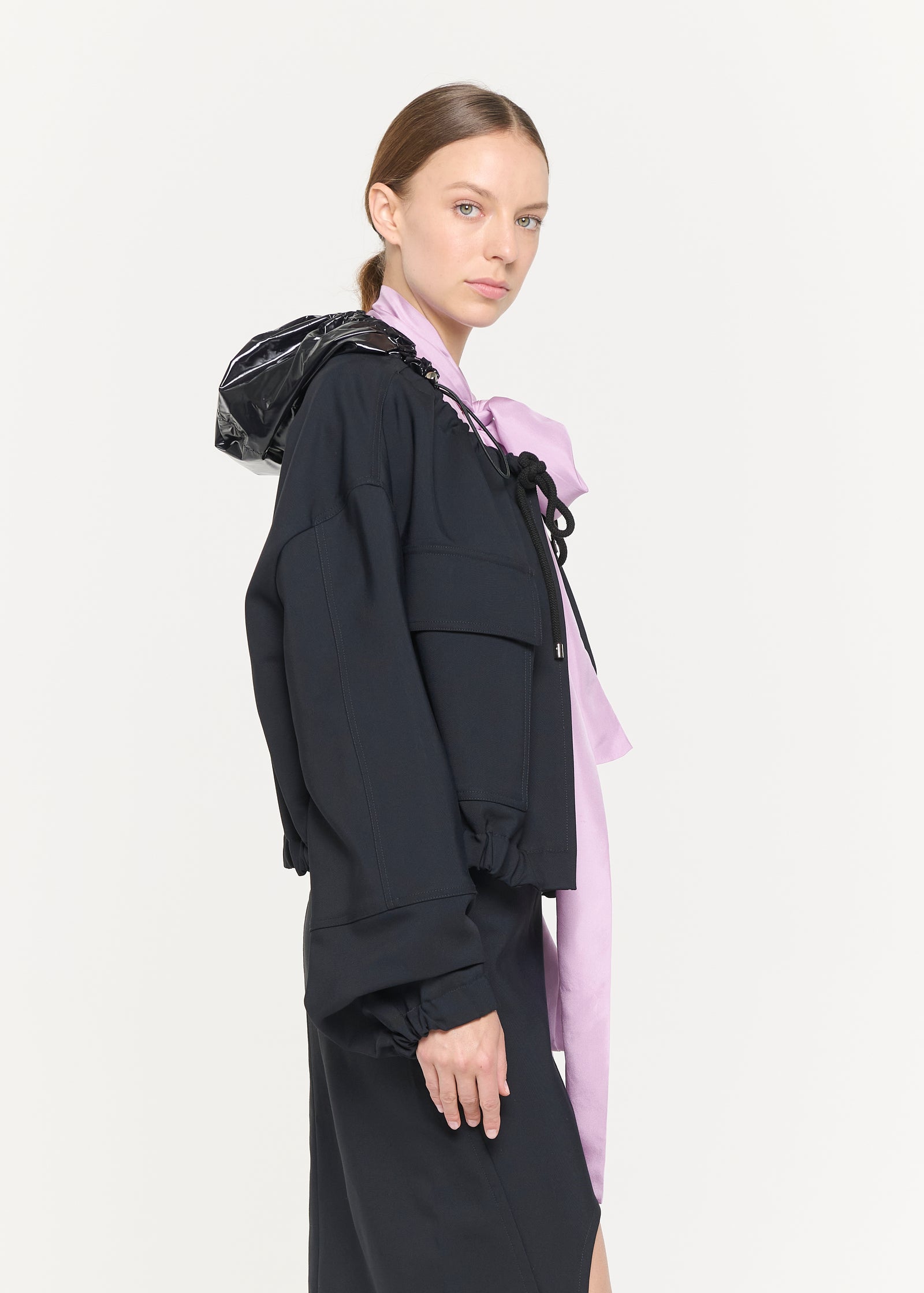 GIACCA CROPPED BLU NERA