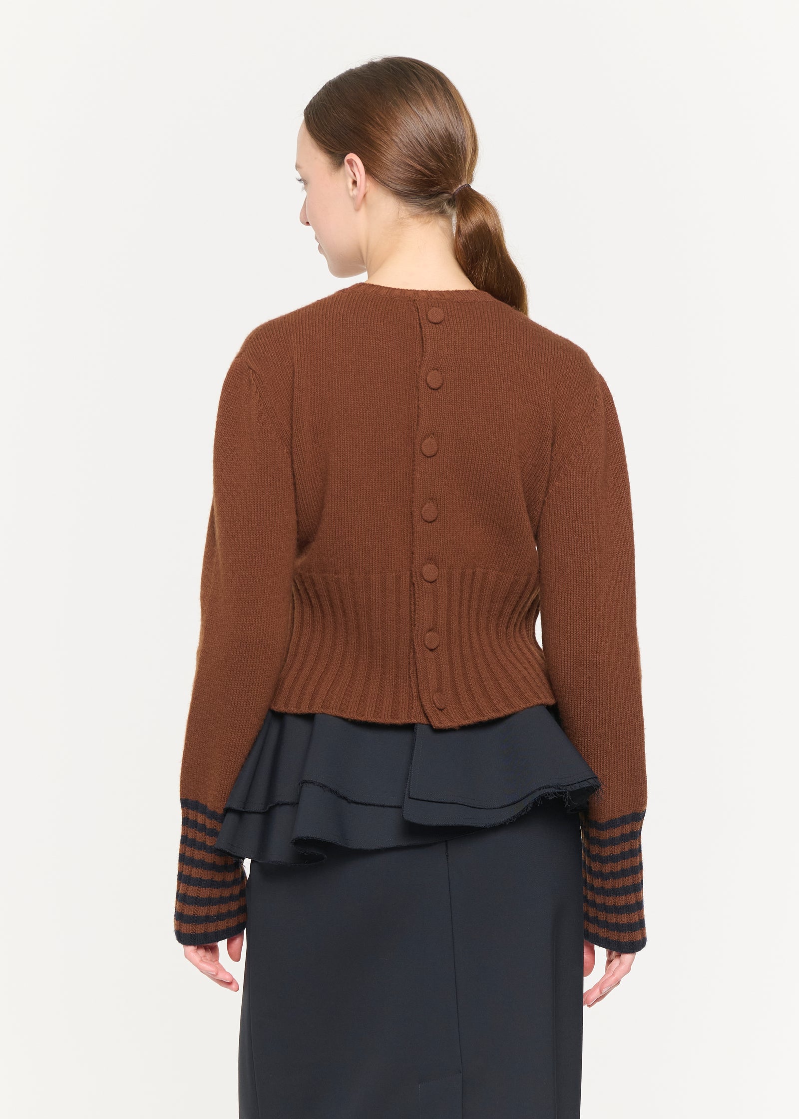 BROWN BLUE CREW NECK SWEATER