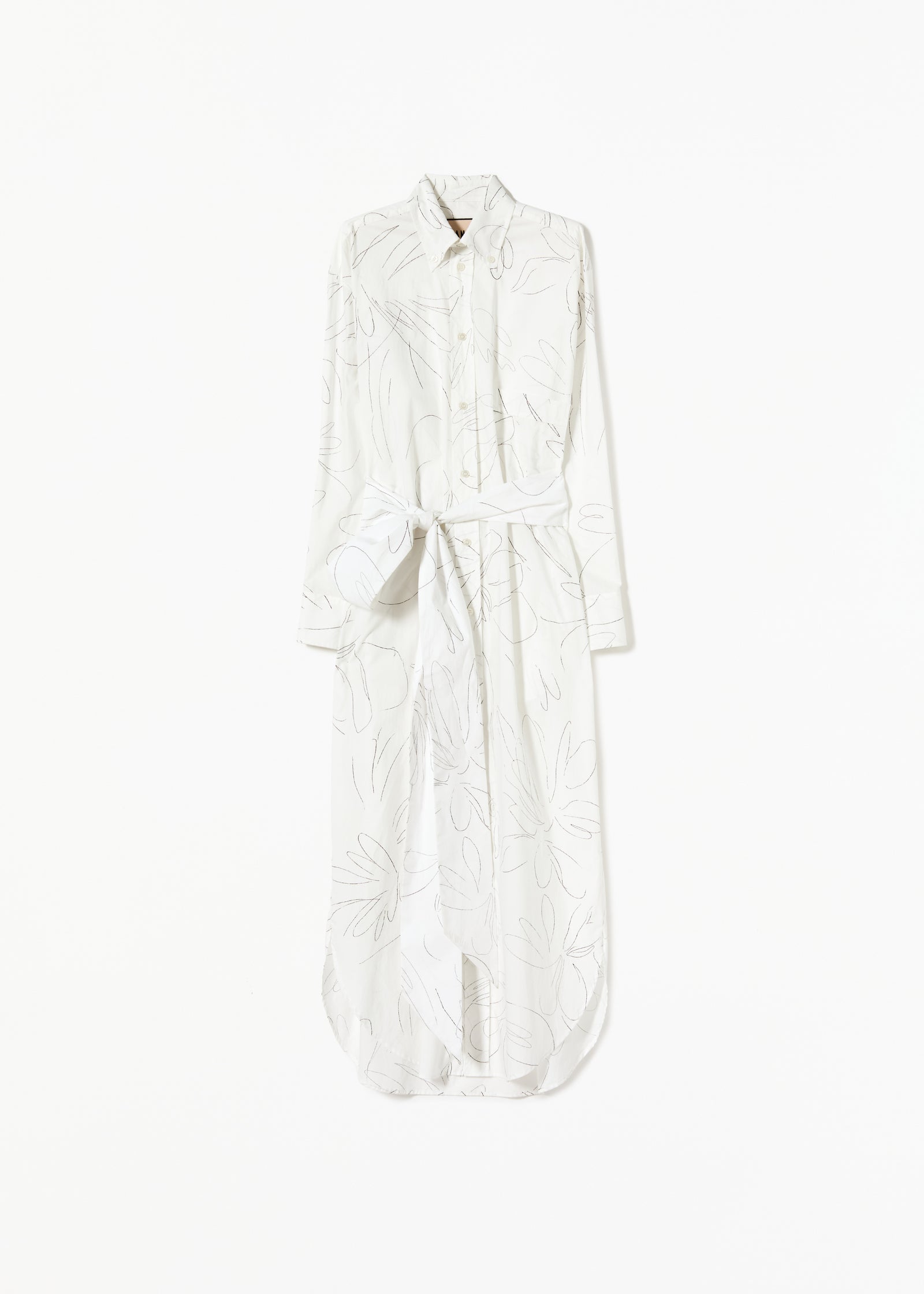 FLOWER PRINT WHITE SHIRT DRESS