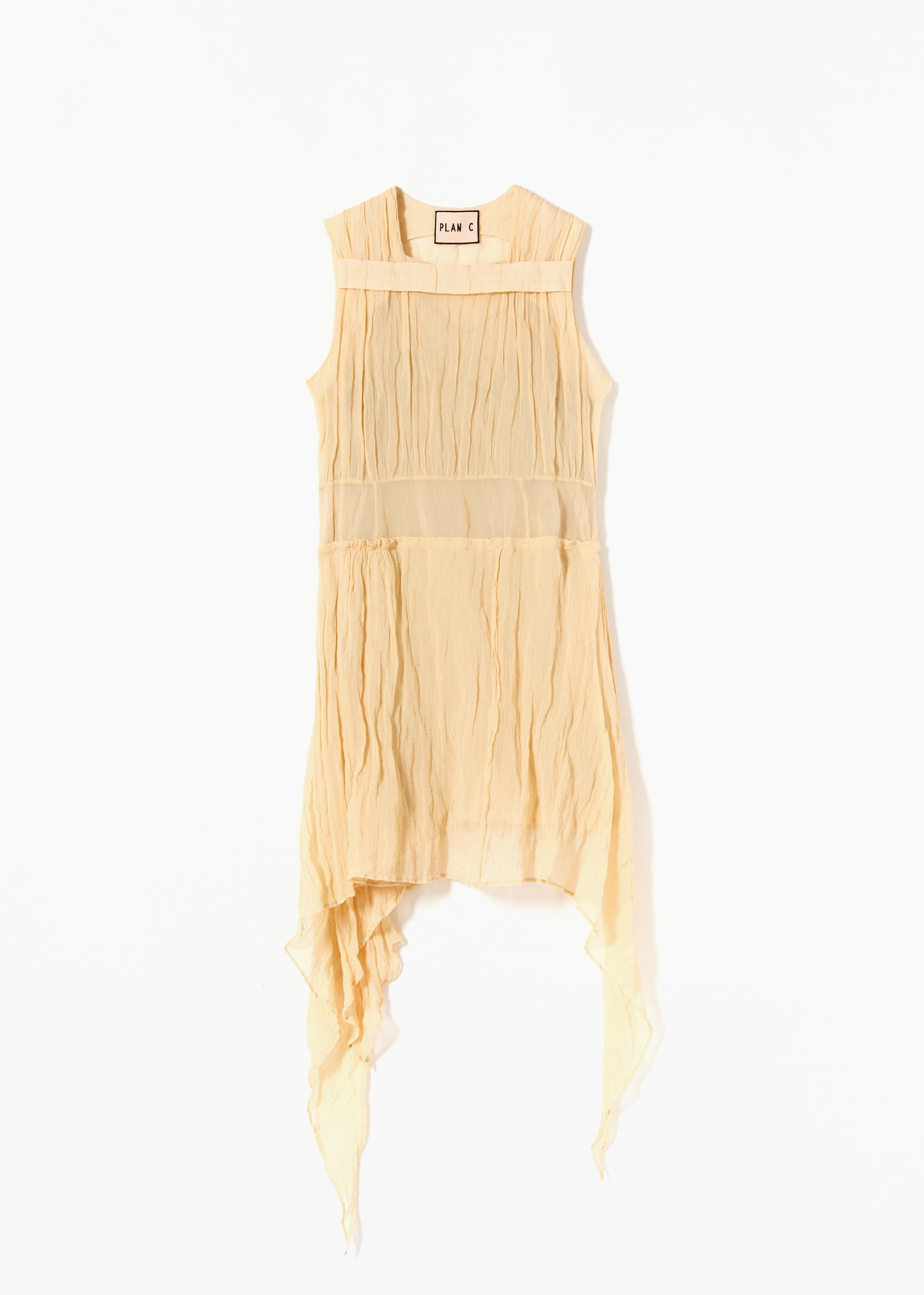 ABITO MIDI ASIMMETRICO IN GARZA DI COTONE STROPICCIATO