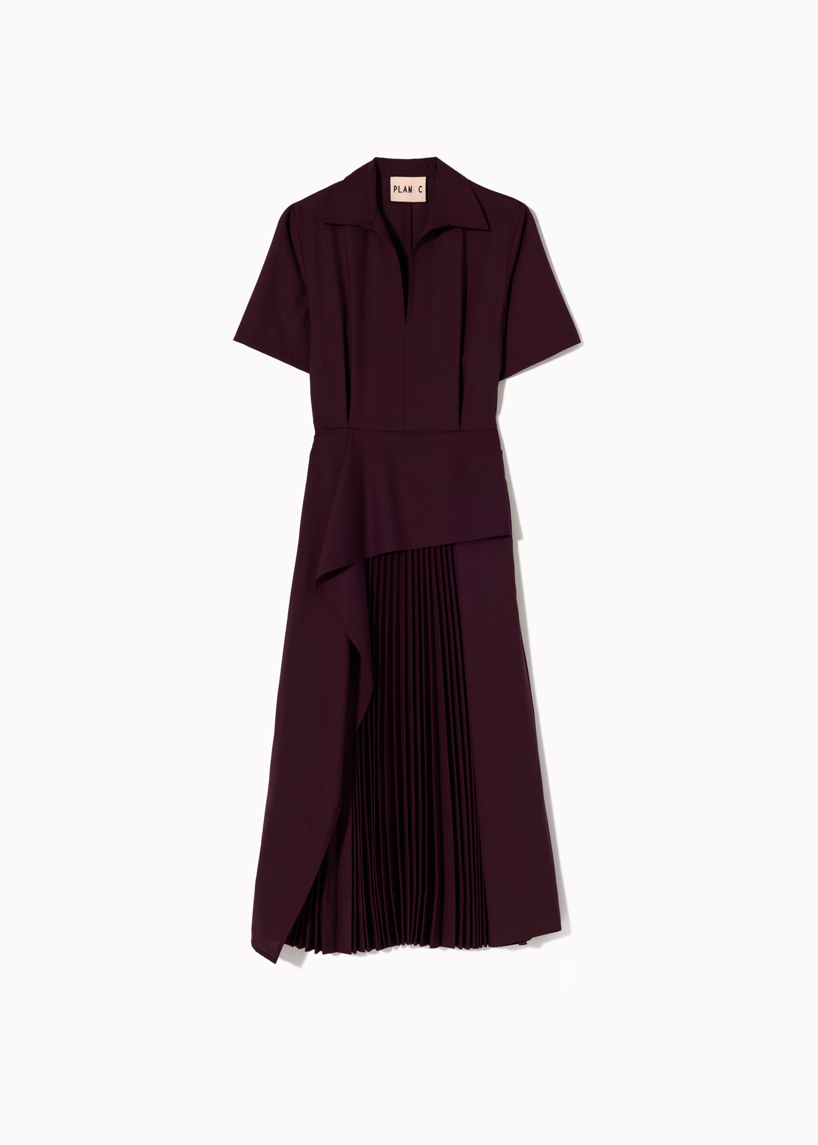 ASYMMETRIC PLEATED MIDI DRESS