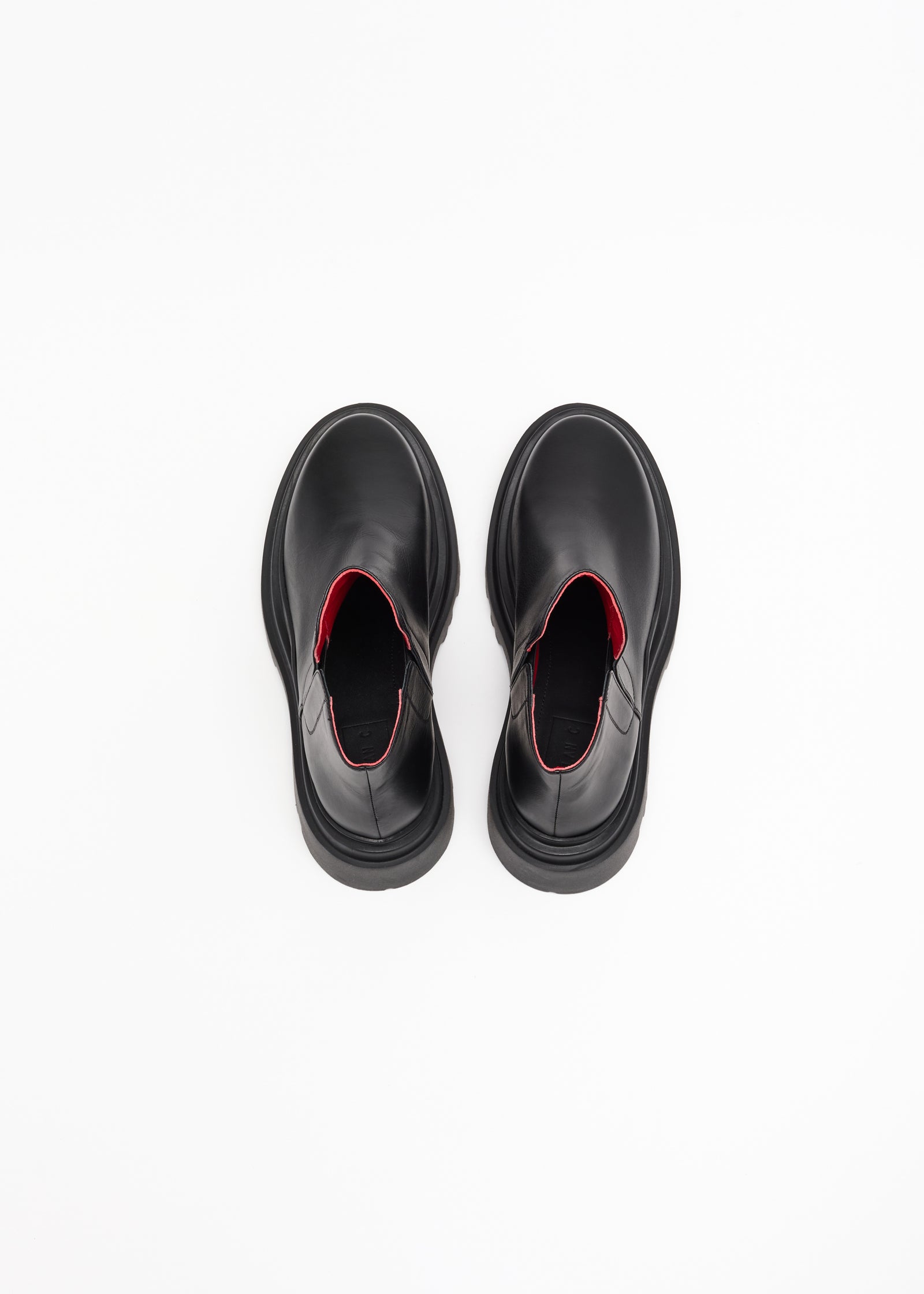 CHUNKY SOLE LEATHER ANKLE BOOTS BLACK