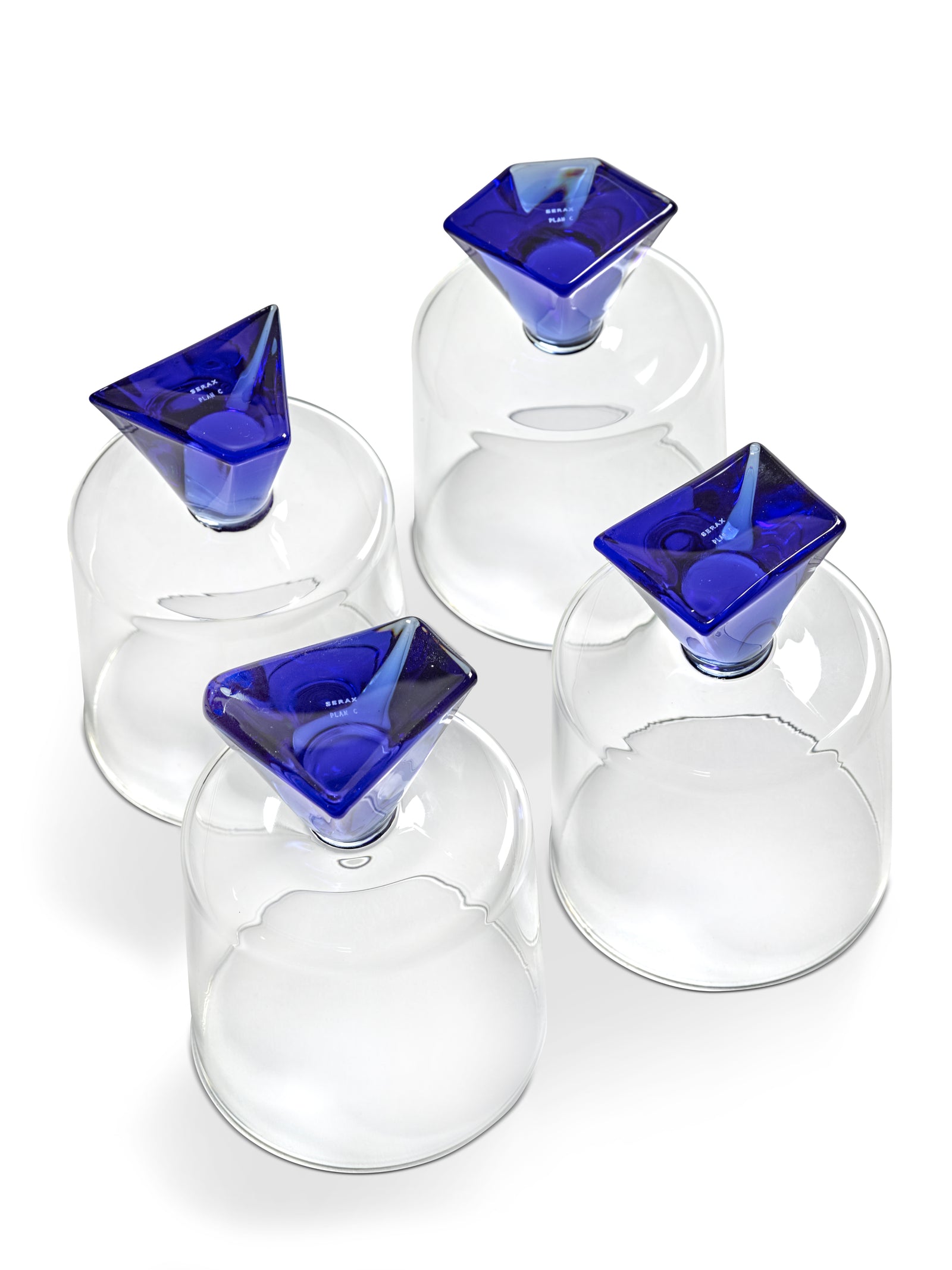 GLASS SET/4 SILOS  - BLUE
