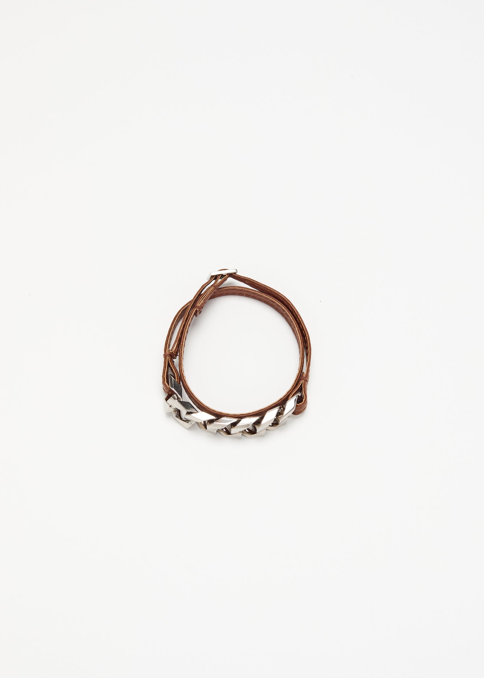 BURNED LEATHER AND METAL CHAIN BRACELET
