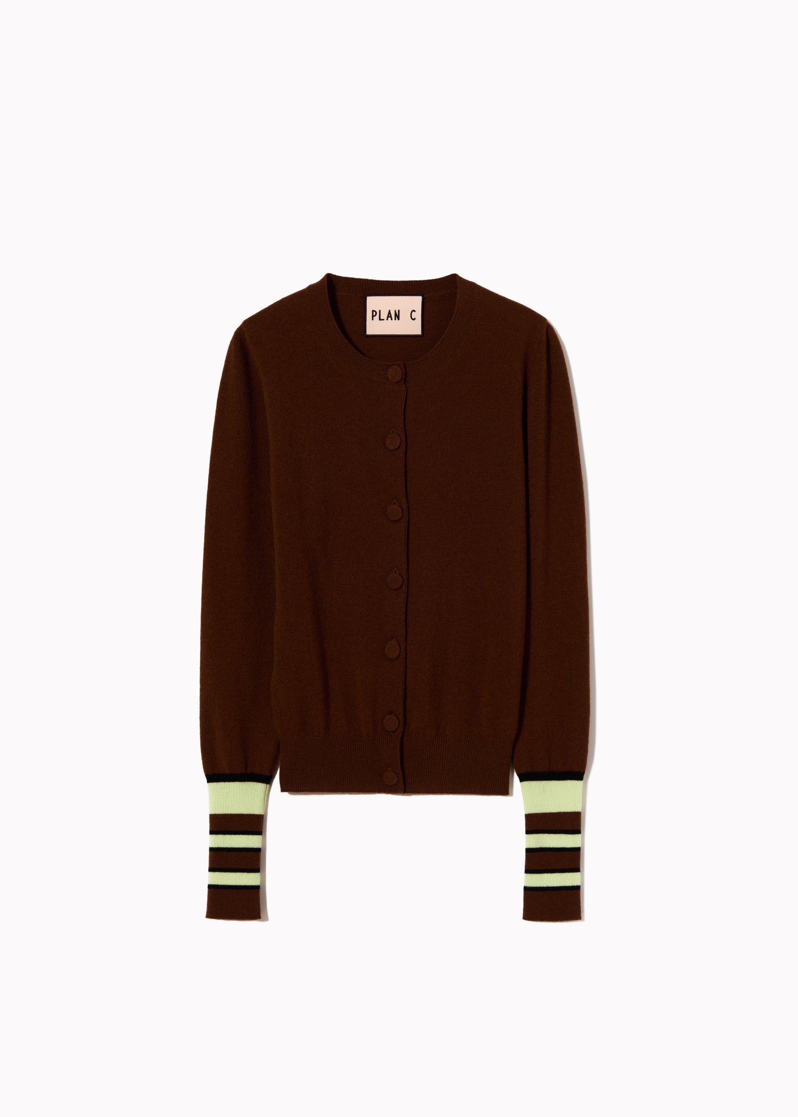 CARDIGAN GIROCOLLO CON POLSINI A RIGHE