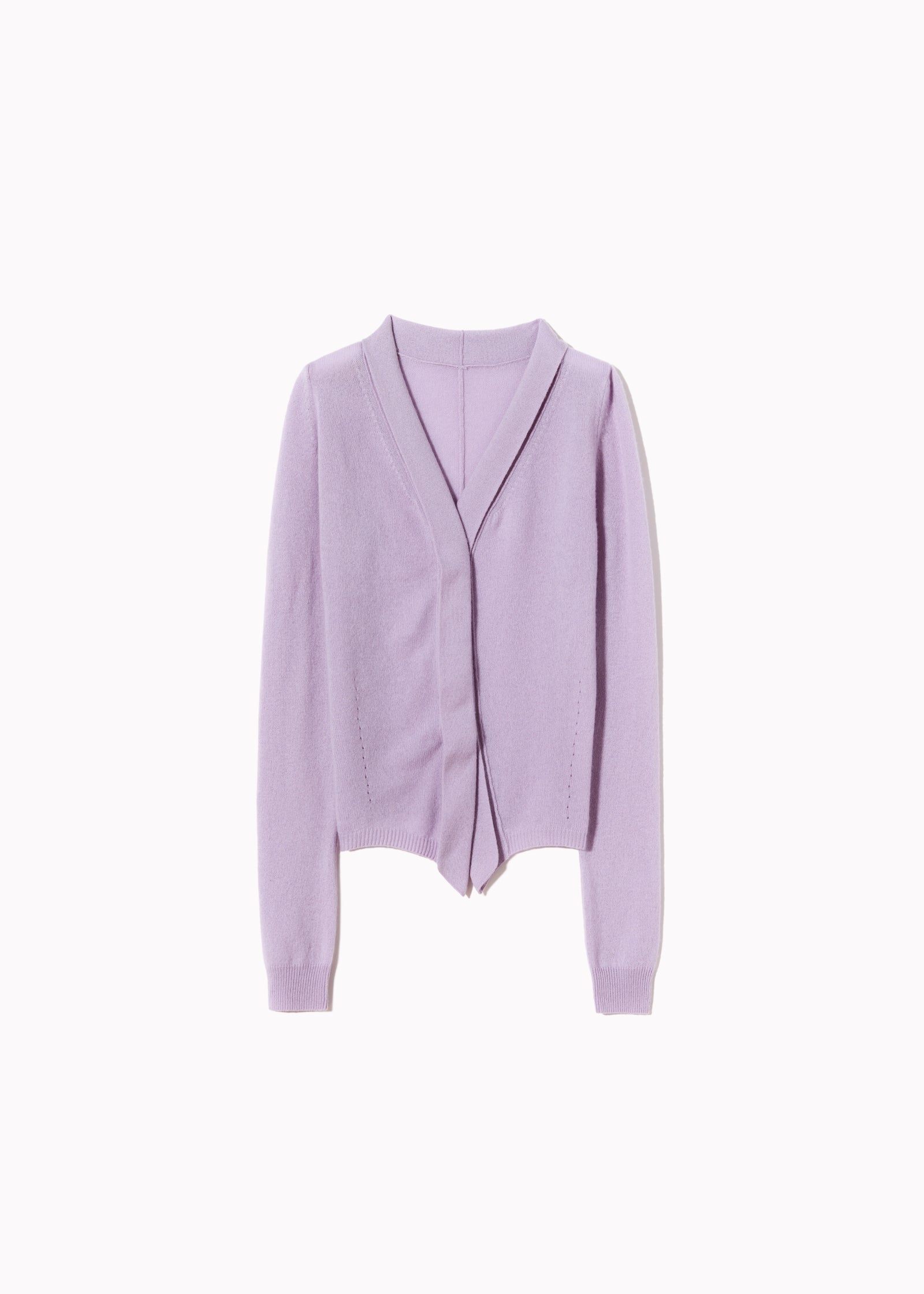 CARDIGAN IN CASHMERE LILLA CON SCOLLO A V