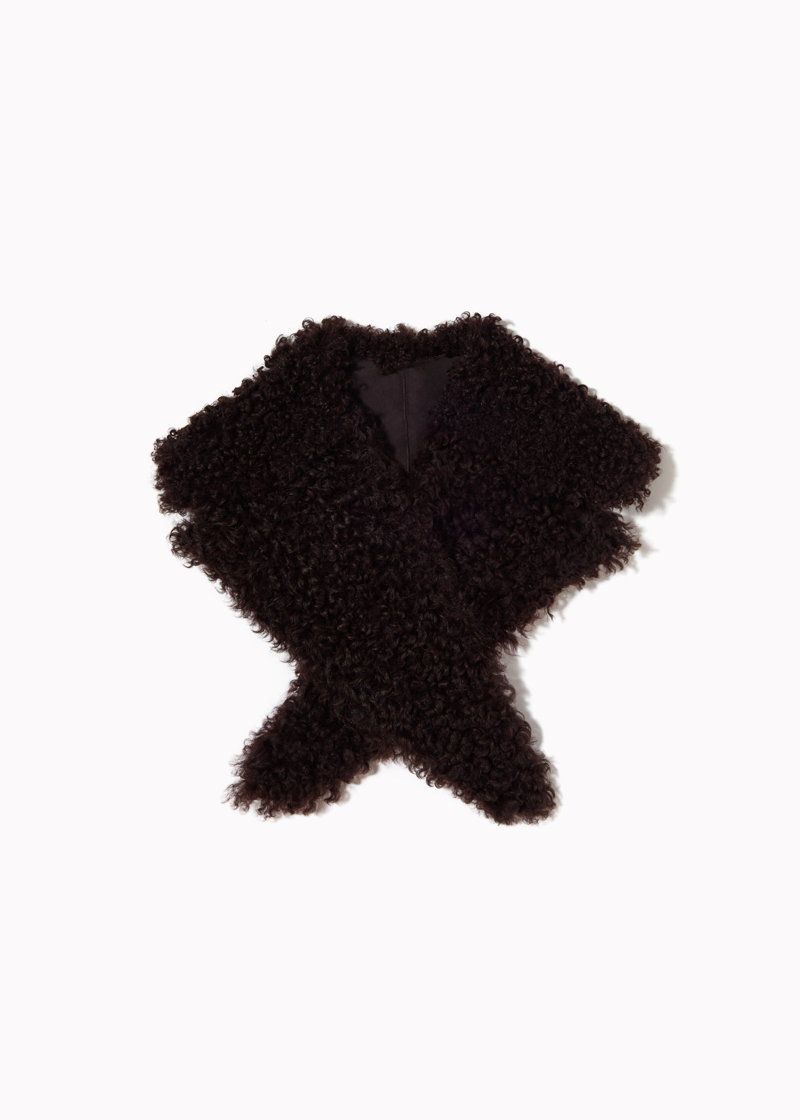 CHESTNUT CURLY SHEARLING REVER COLLAR