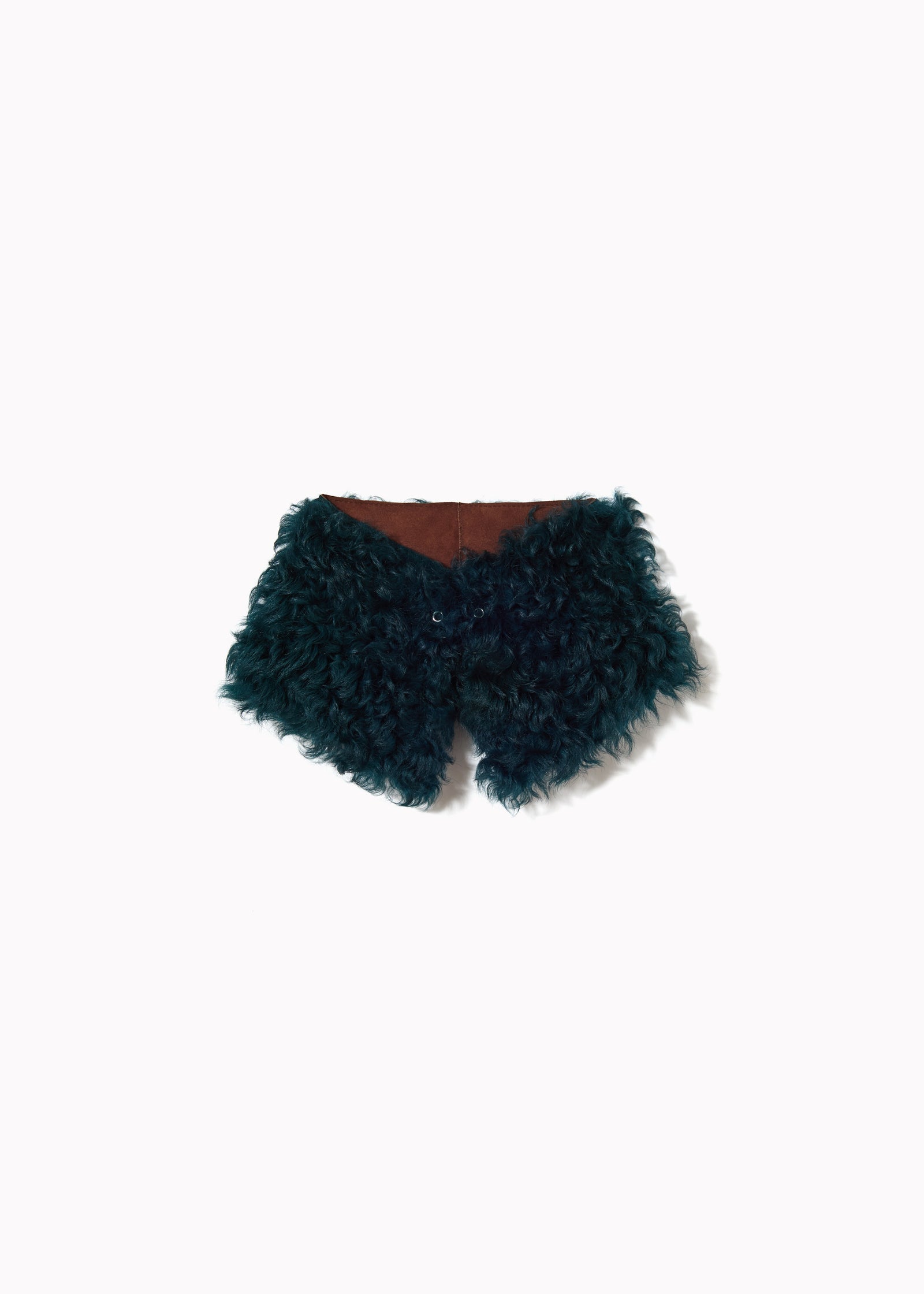 PETROLEUM CURLY SHEARLING SHORT COLLAR