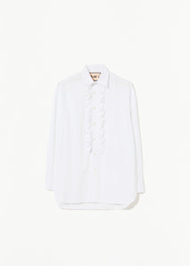 WHITE POPLIN RUFFLE SHIRT