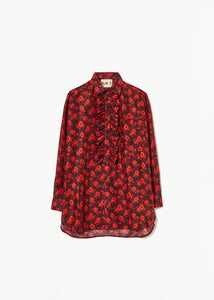 FLOWER PRINT RUFFLE SHIRT