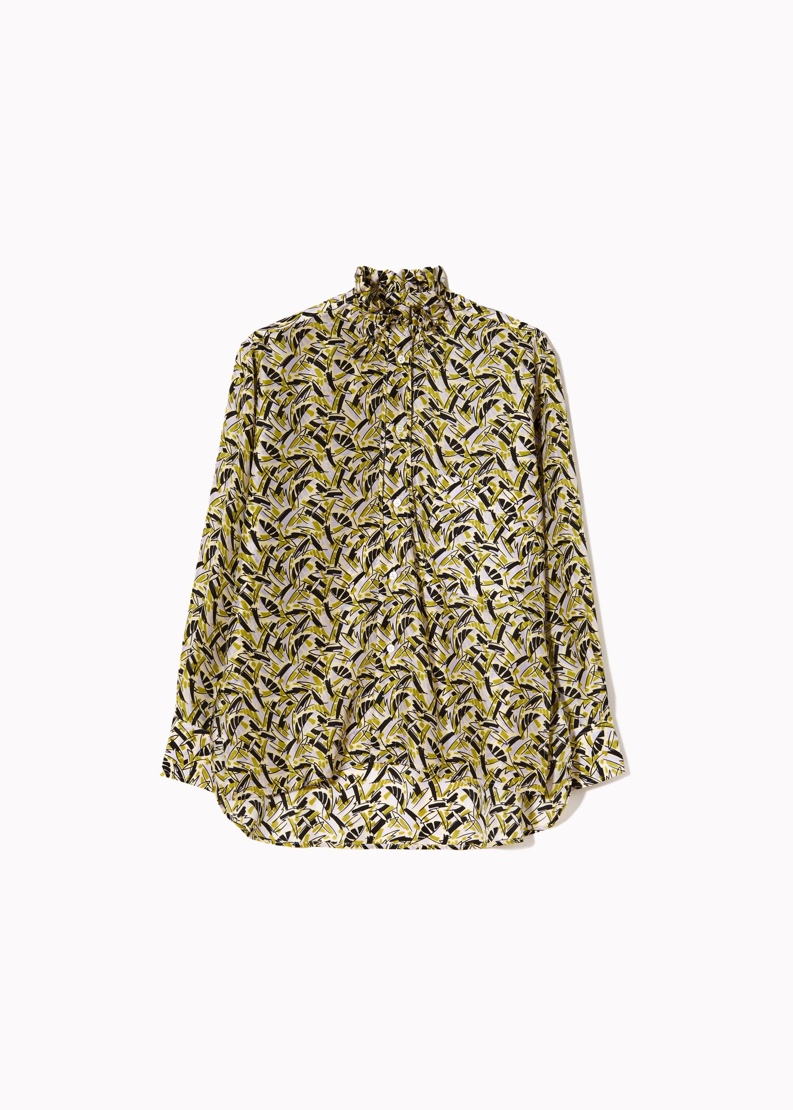 Camicia in seta Habutai a fantasia di foglie astratte