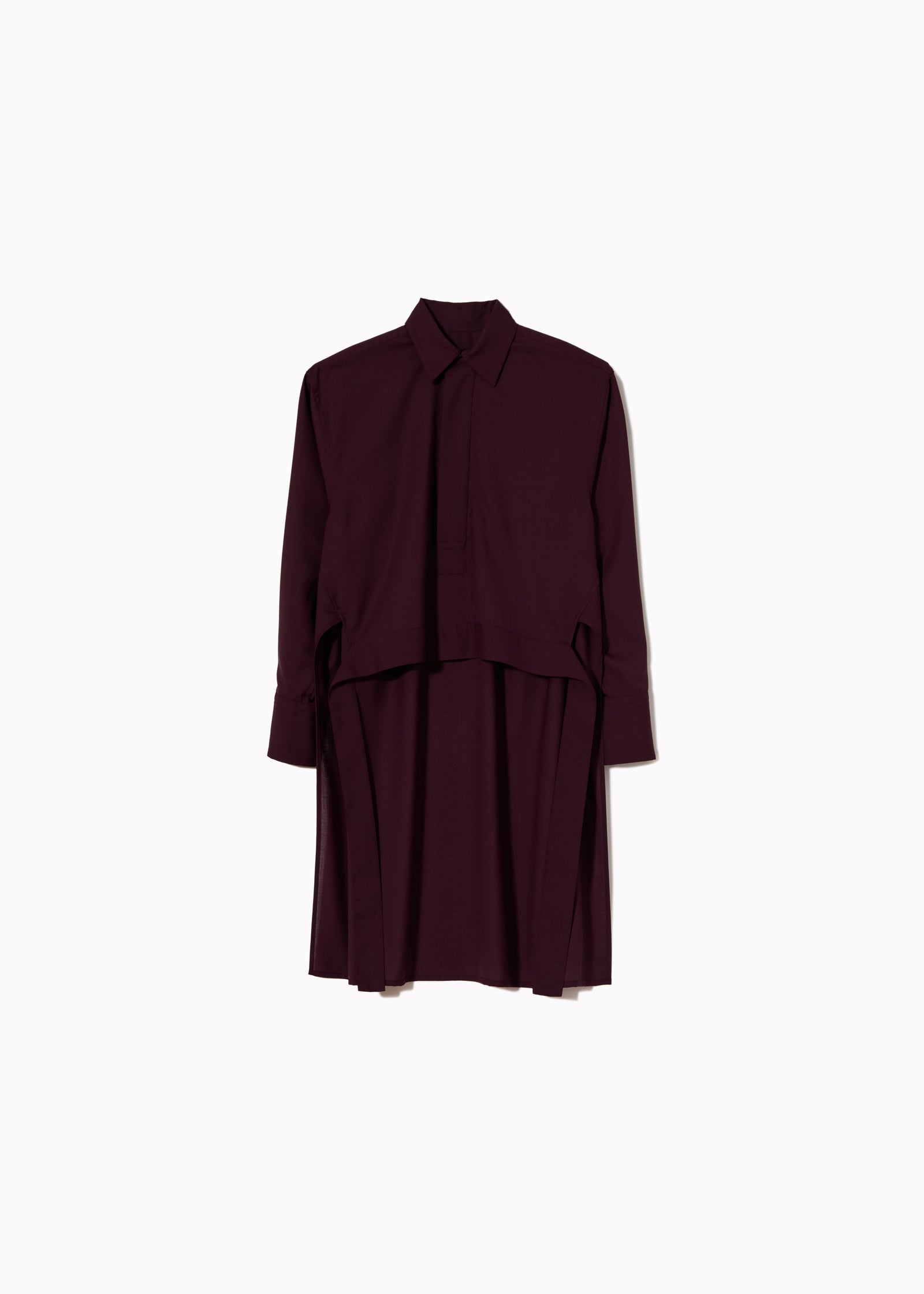 CAMICIA DI LANA BORDEAUX CON CODA