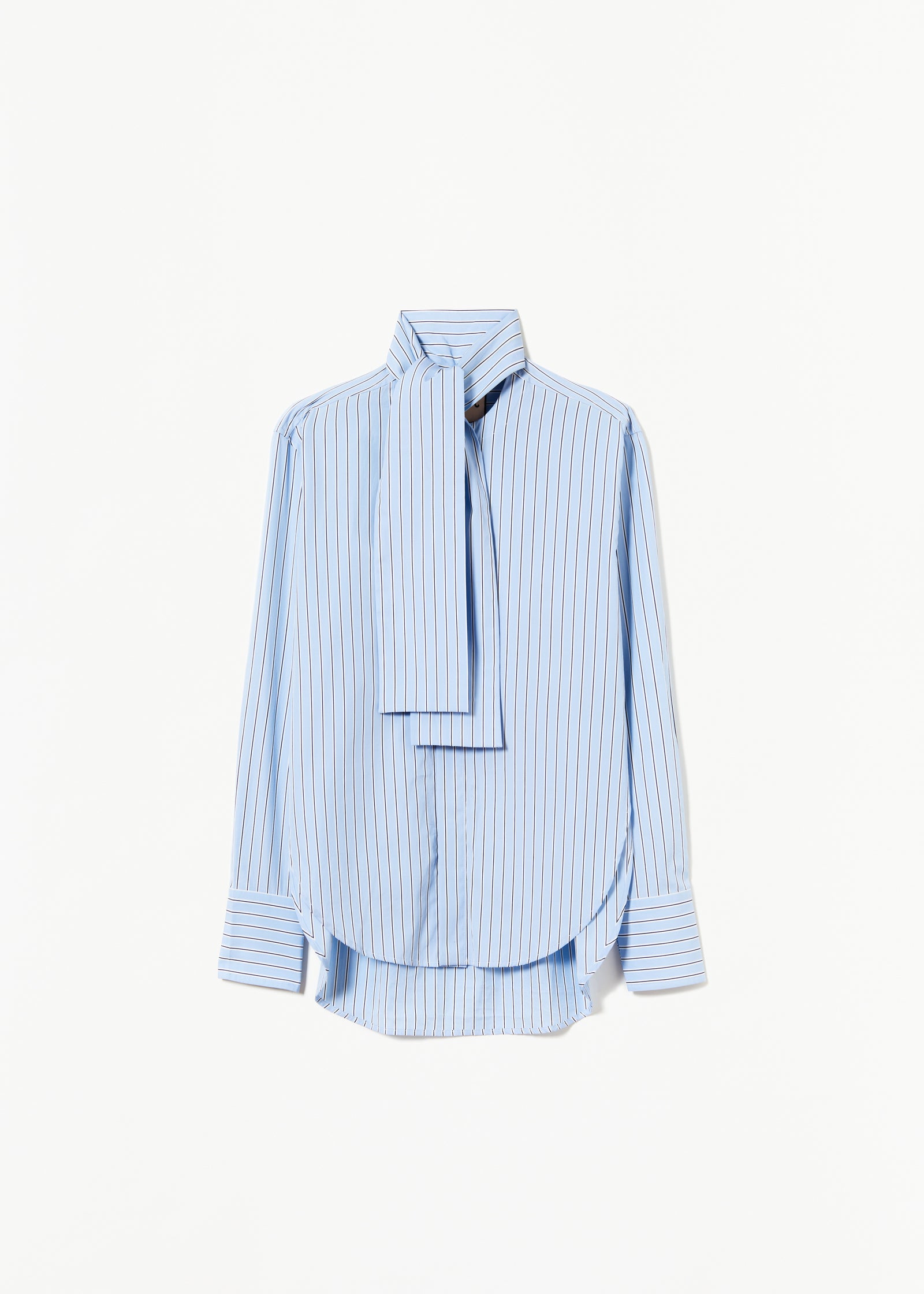 LIGHT BLUE STRIPED COTTON SHIRT WITH SCARF