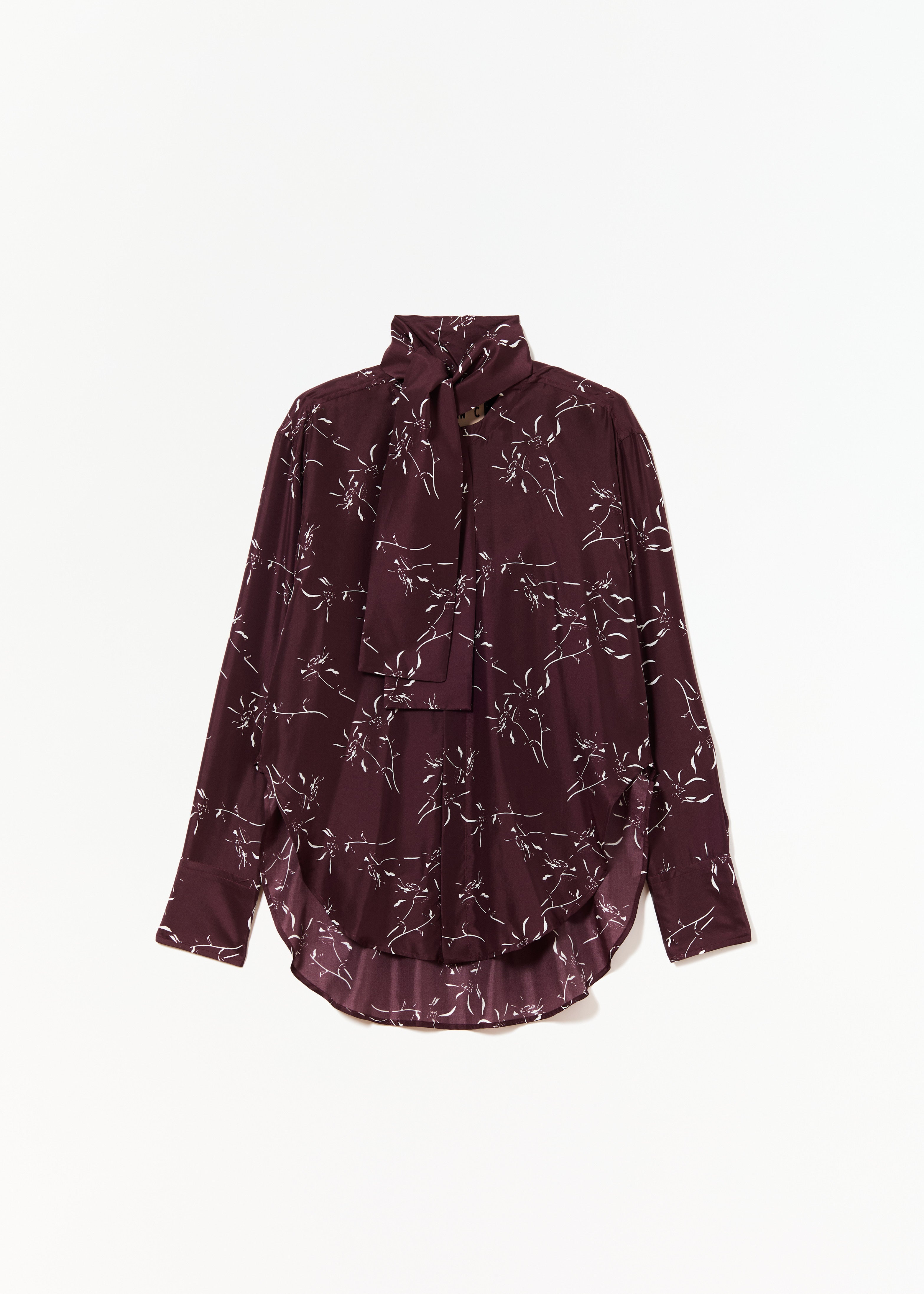 CAMICIA IN SETA HABOUTAI CON STAMPA FLOREALE