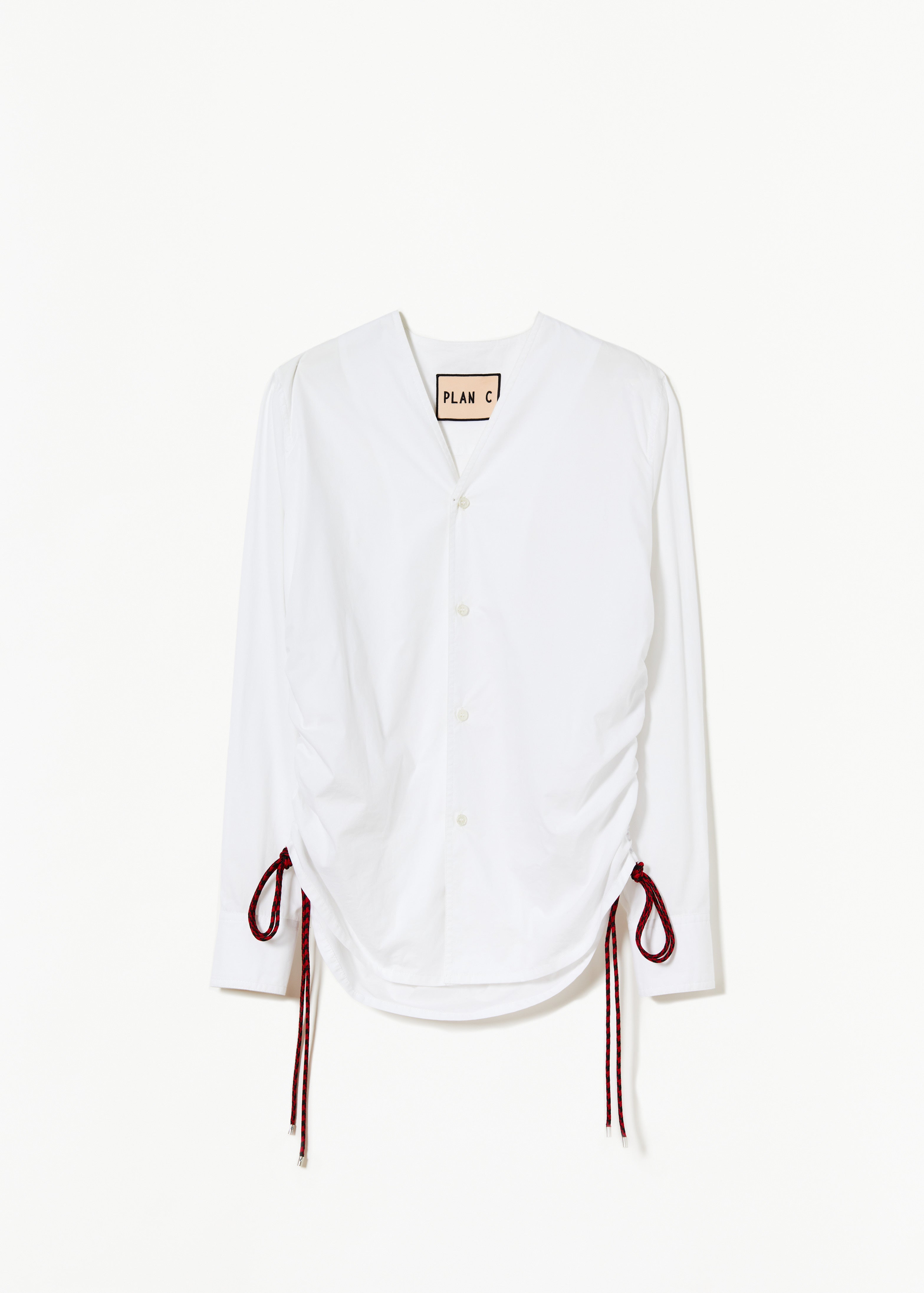 WHITE COTTON SHIRT WITH SIDE LANYARD