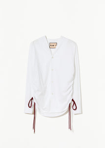 WHITE COTTON SHIRT WITH SIDE LANYARD