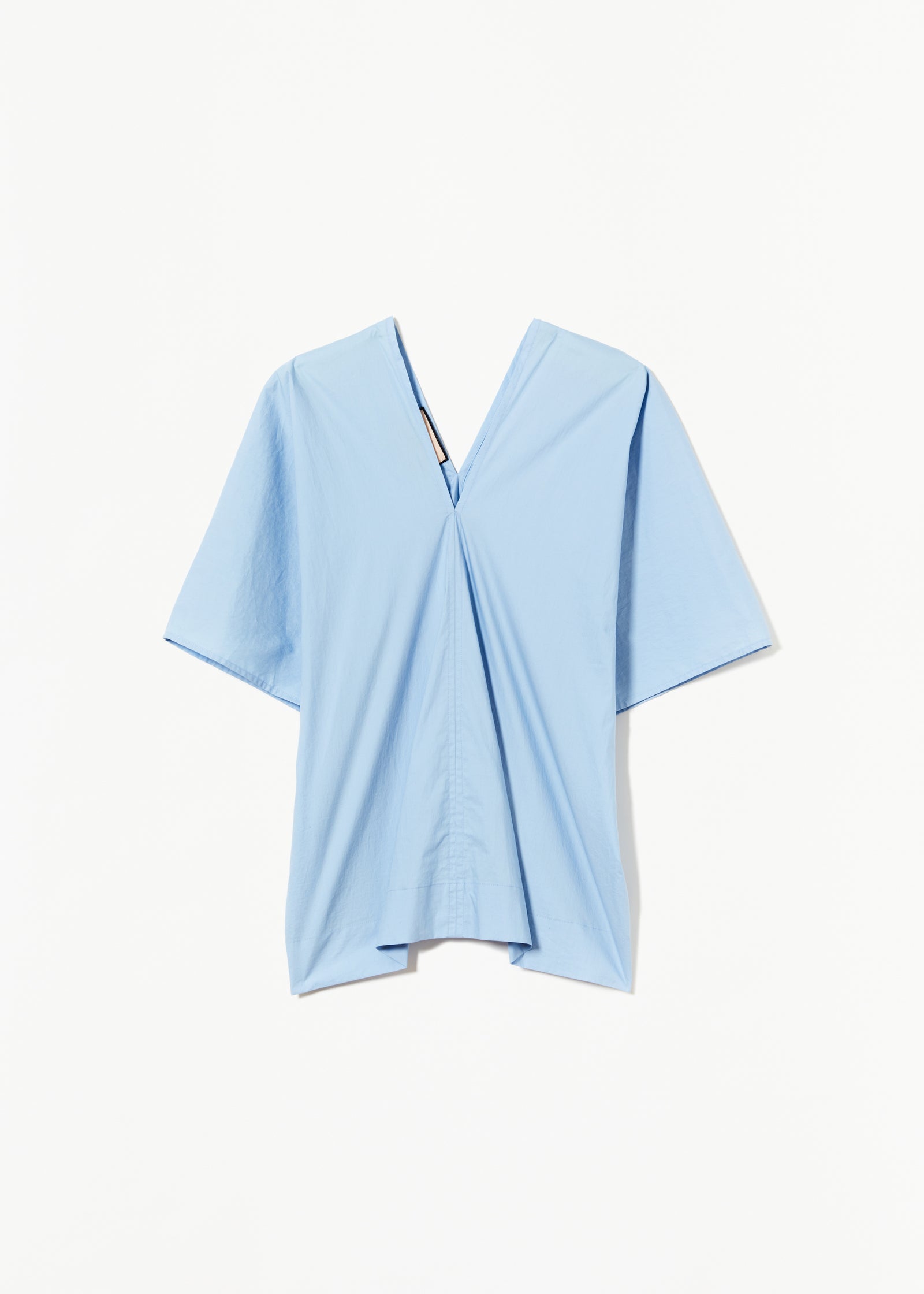 LIGHT BLUE COTTON V-NECK TOP