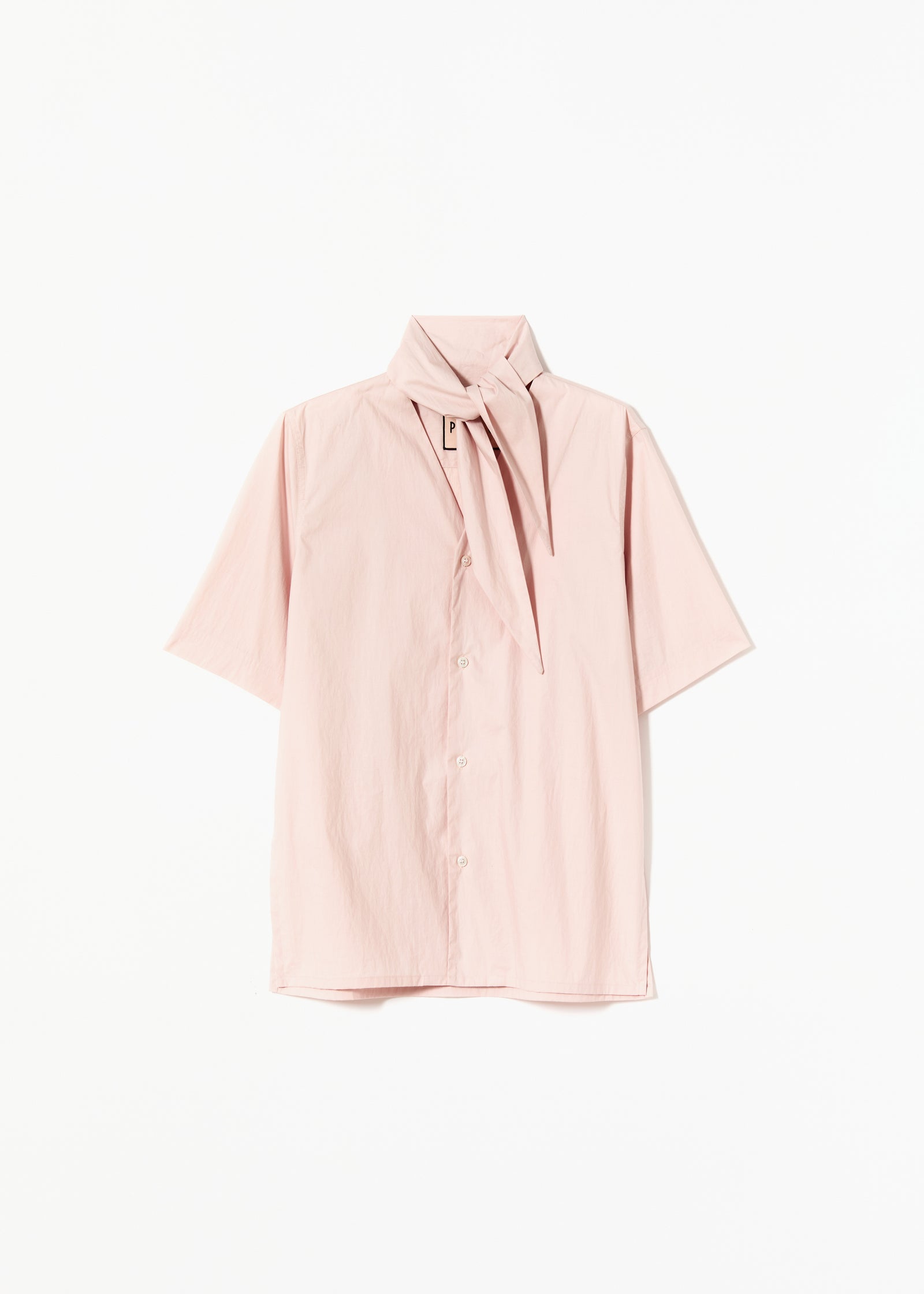 CAMICIA IN COTONE CON SCOLLO A V ROSA BABY