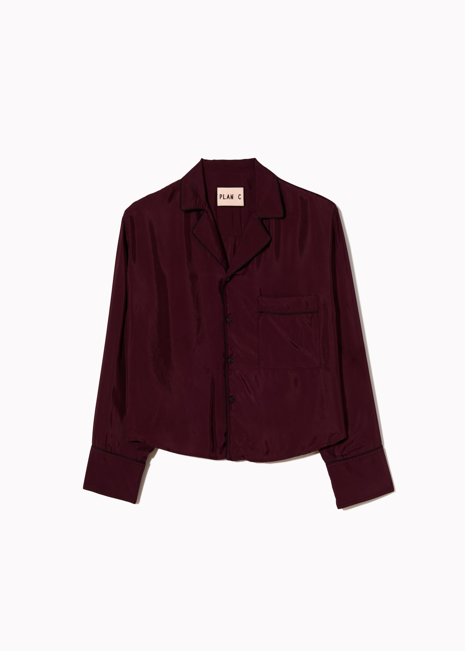 BURGUNDY PAJAMA SHIRT WITH PIPING