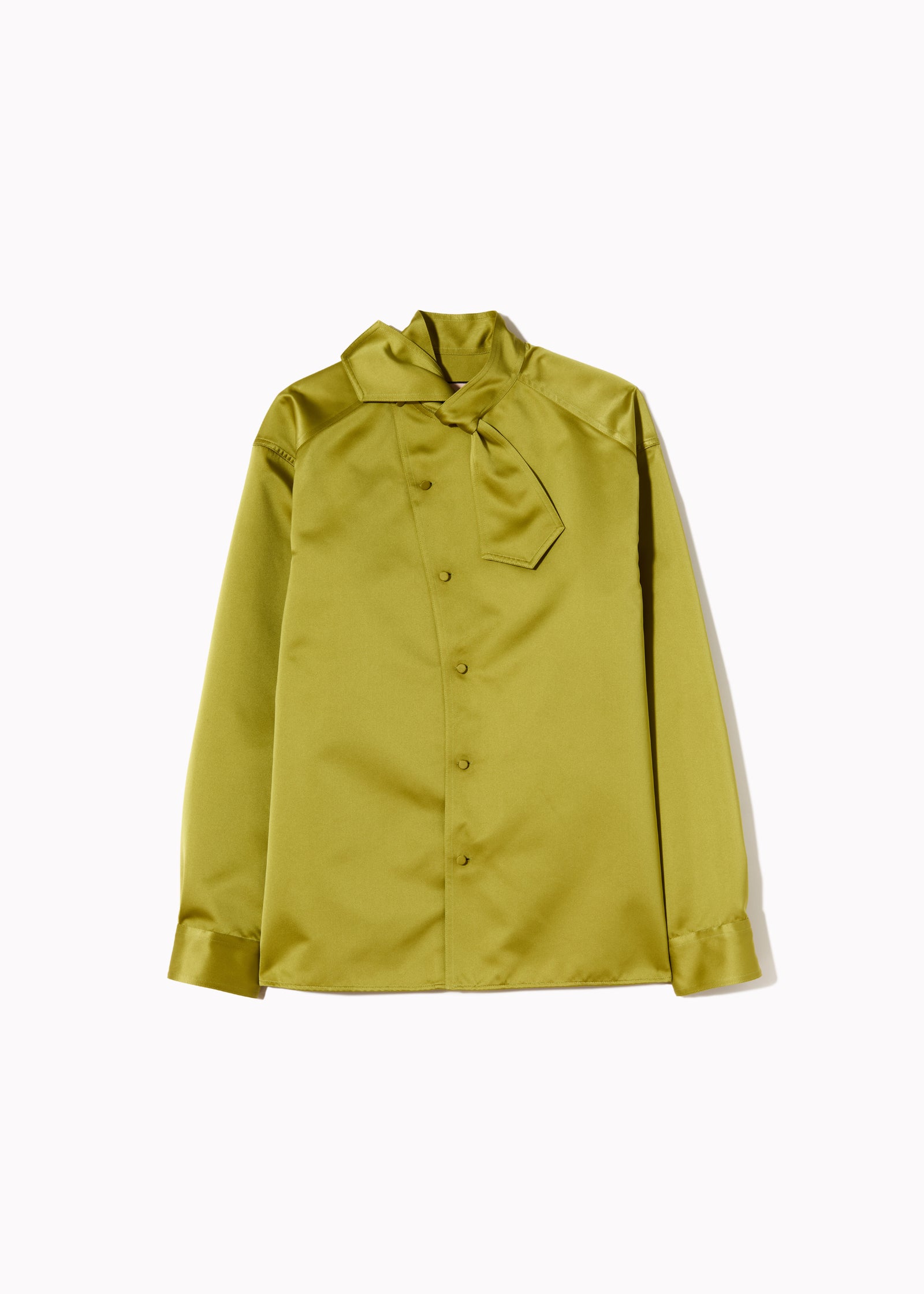CAMICIA IN DUCHESSE CON COLLO A SCIARPA ASIMMETRICO