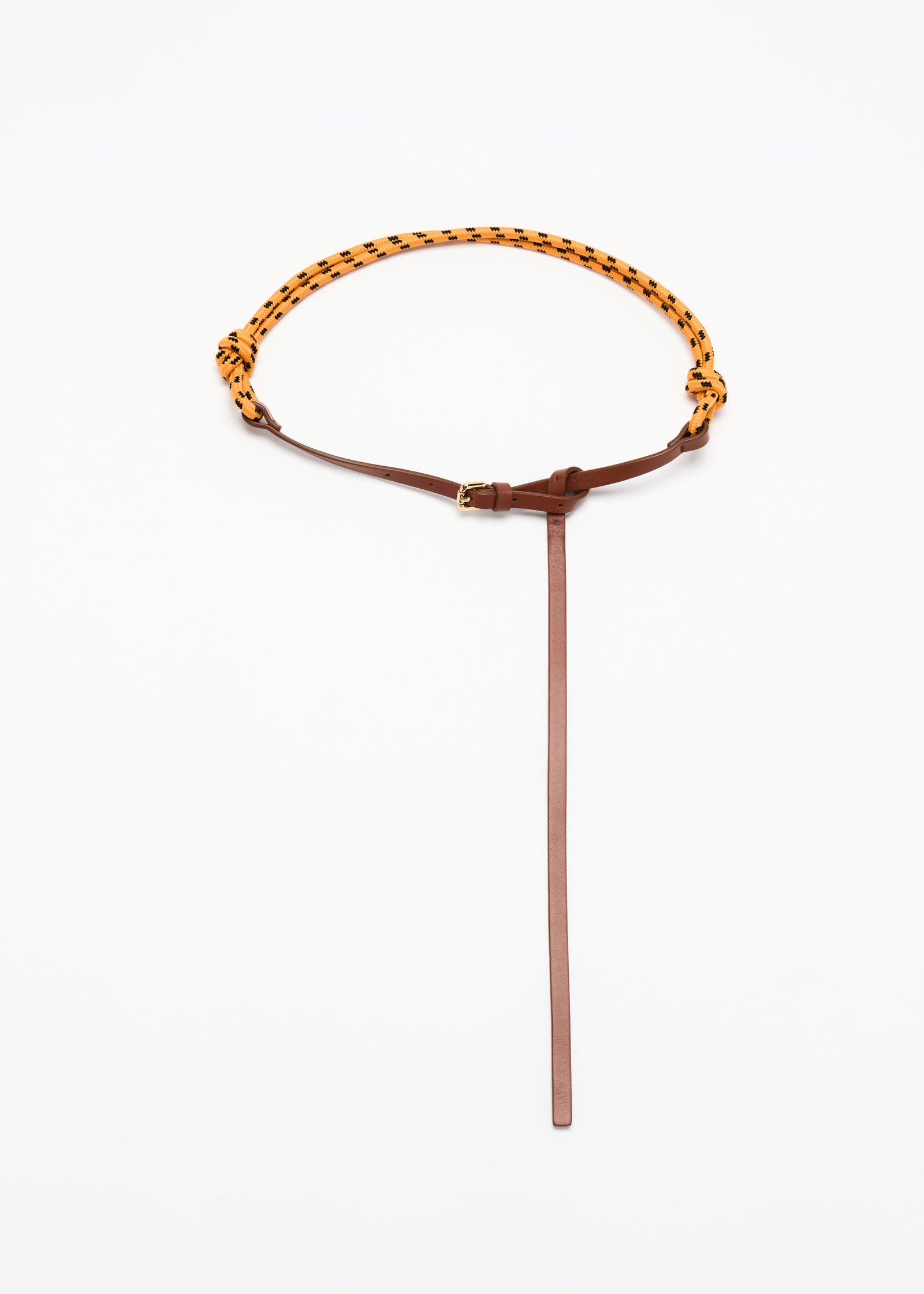 ORANGE BRAIDED LANYARD AND LEATHER BELT