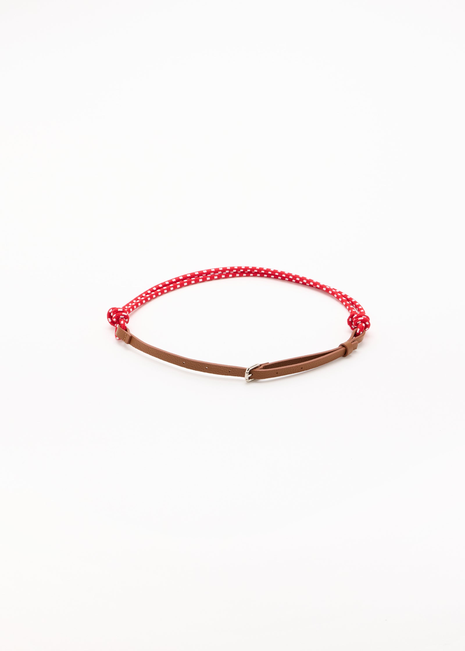 RED BRAIDED LANYARD AND LEATHER BELT