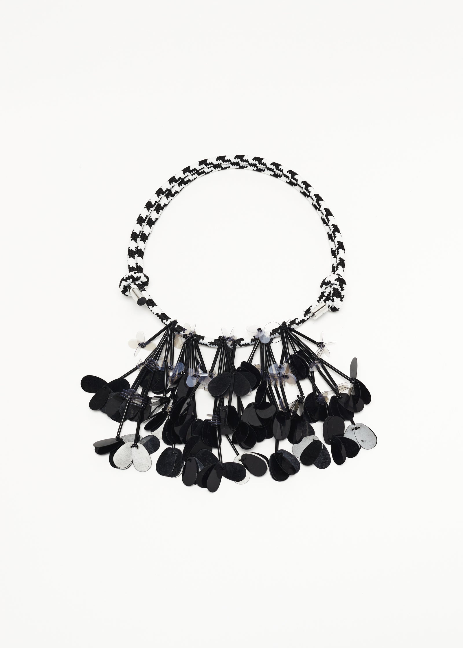 BLACK NECKLACE WITH SEQUIN FRINGES