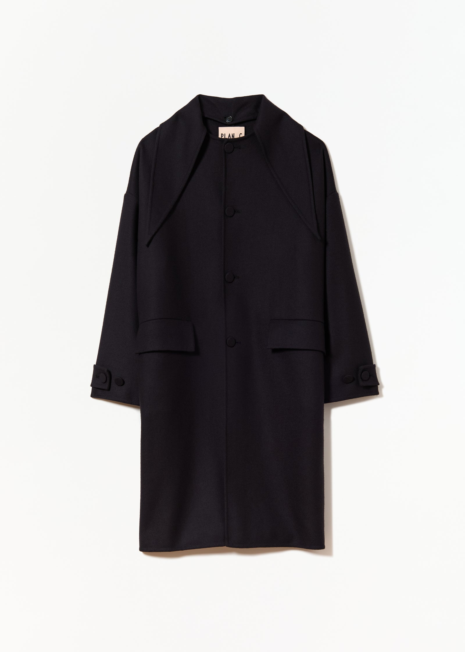 BLUE BLACK DOUBLE WOOL COAT