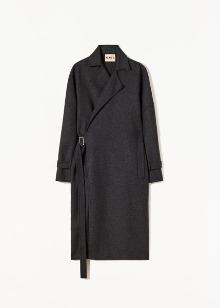 MELANGE GREY WOOL COAT