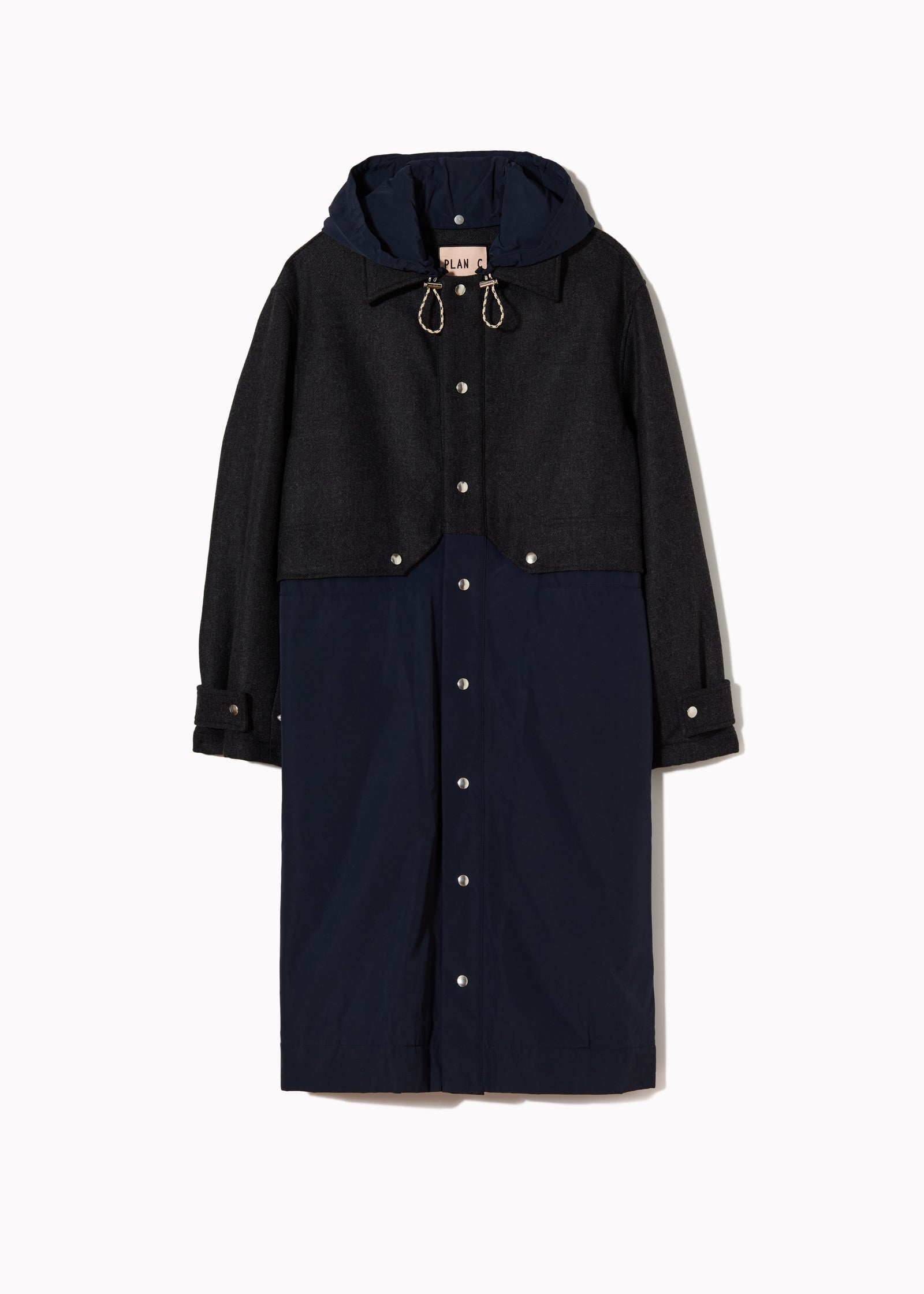 MELANGE DOUBLE WOOL HOODED COAT