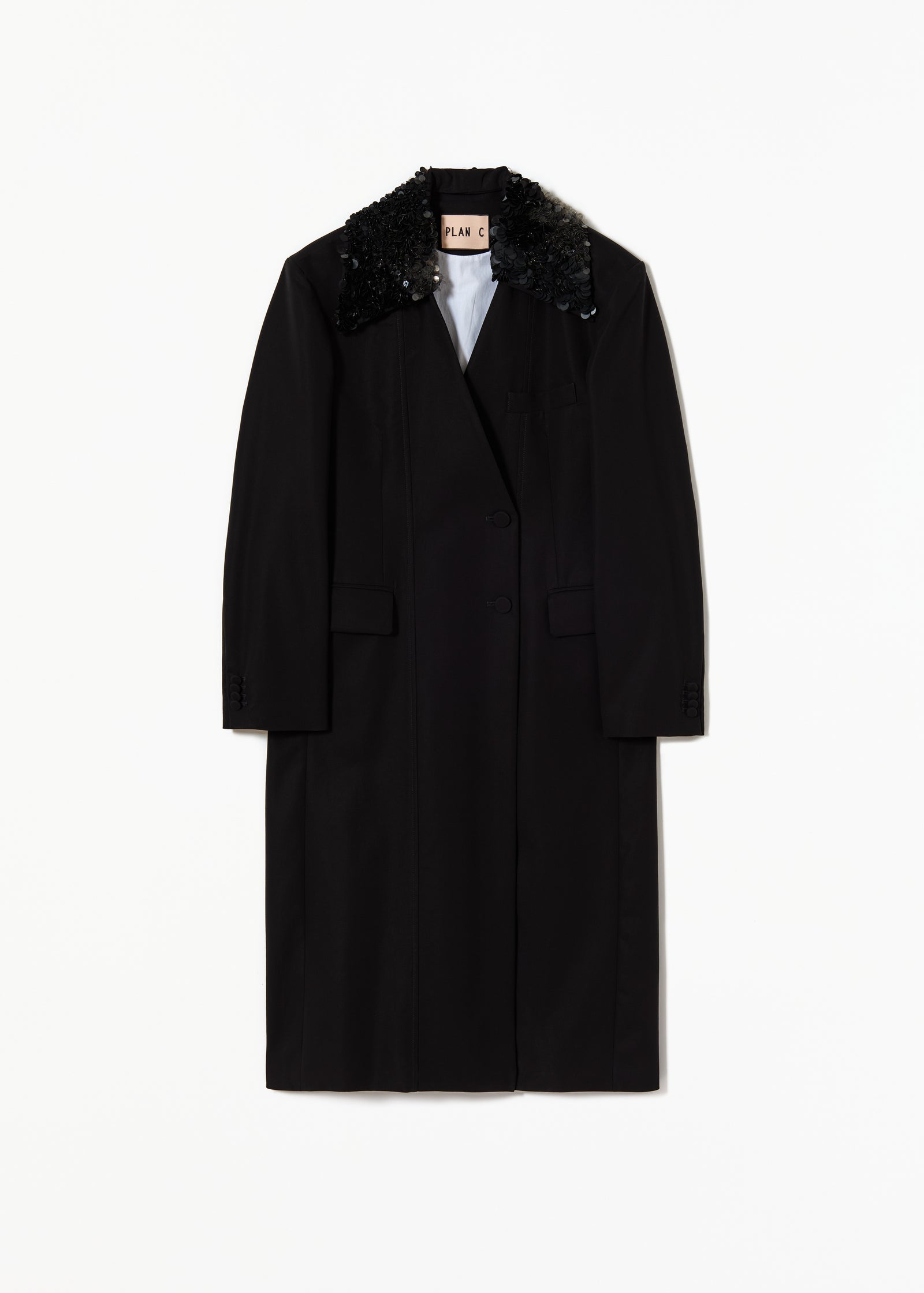 DOUBLE BREASTED BLACK COTTON COAT