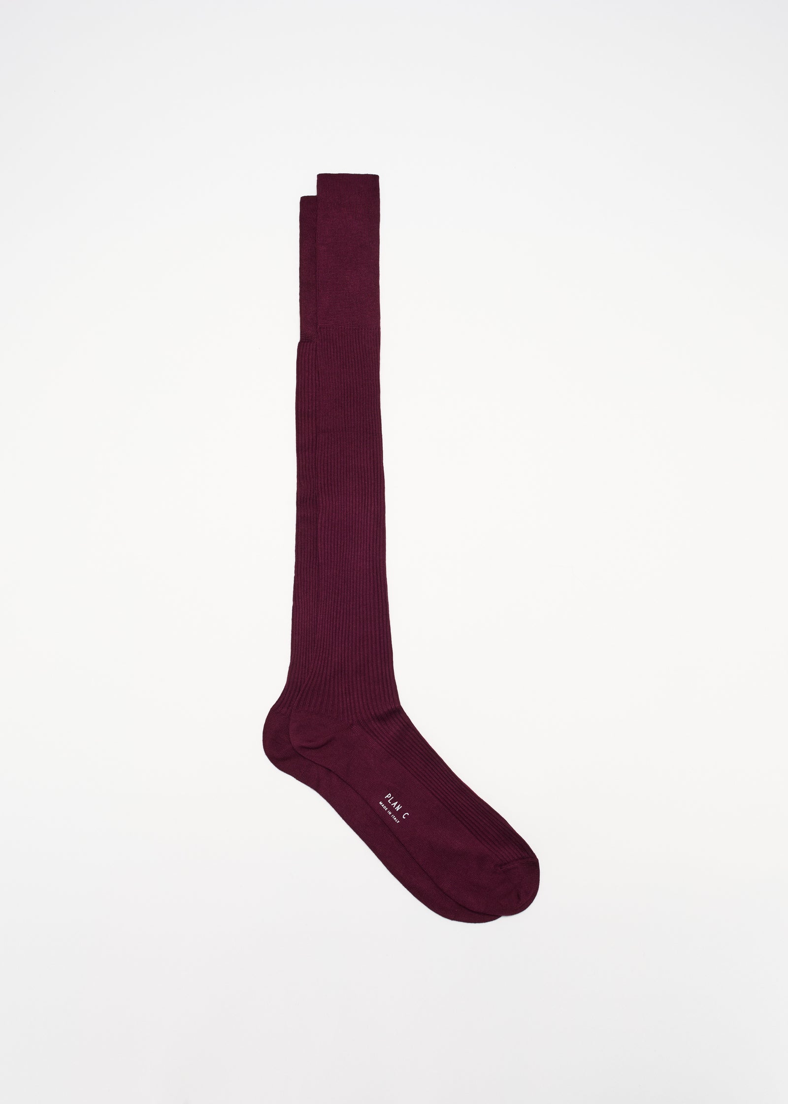 COTTON CASHMERE LONG BURGUNDY SOCKS