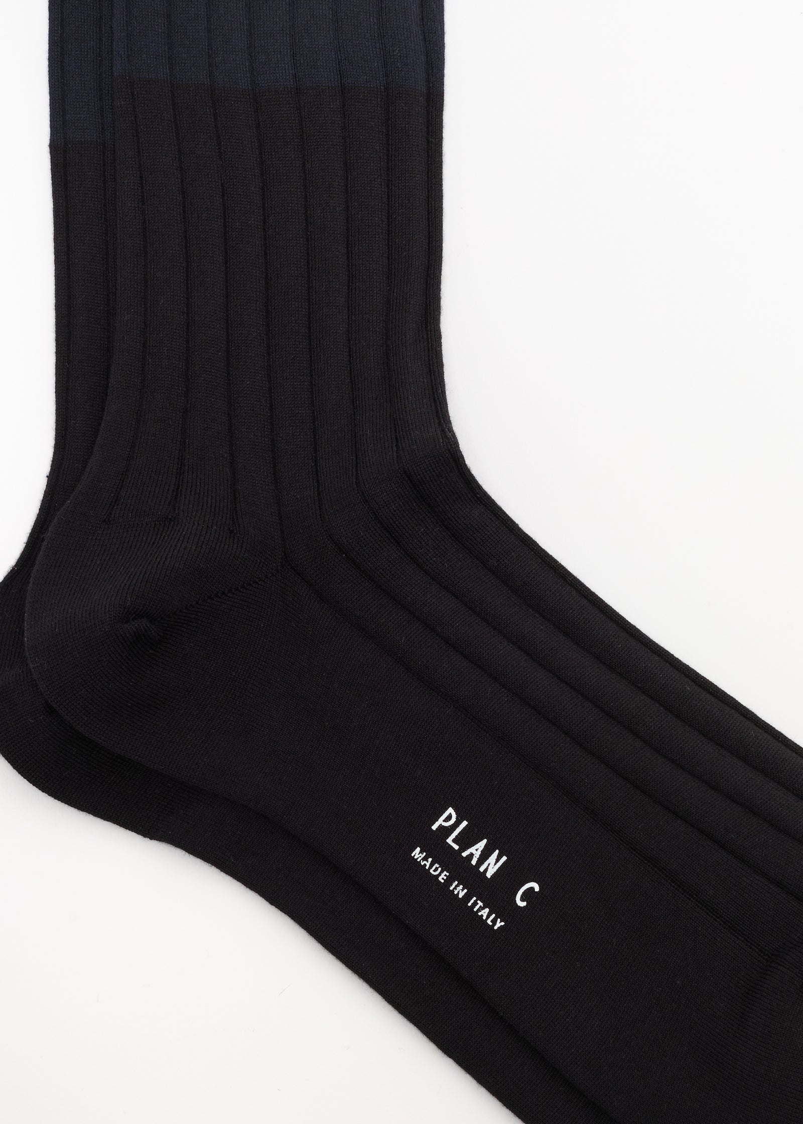 CALZINI COLOR BLOCK NERO E BLU NAVY