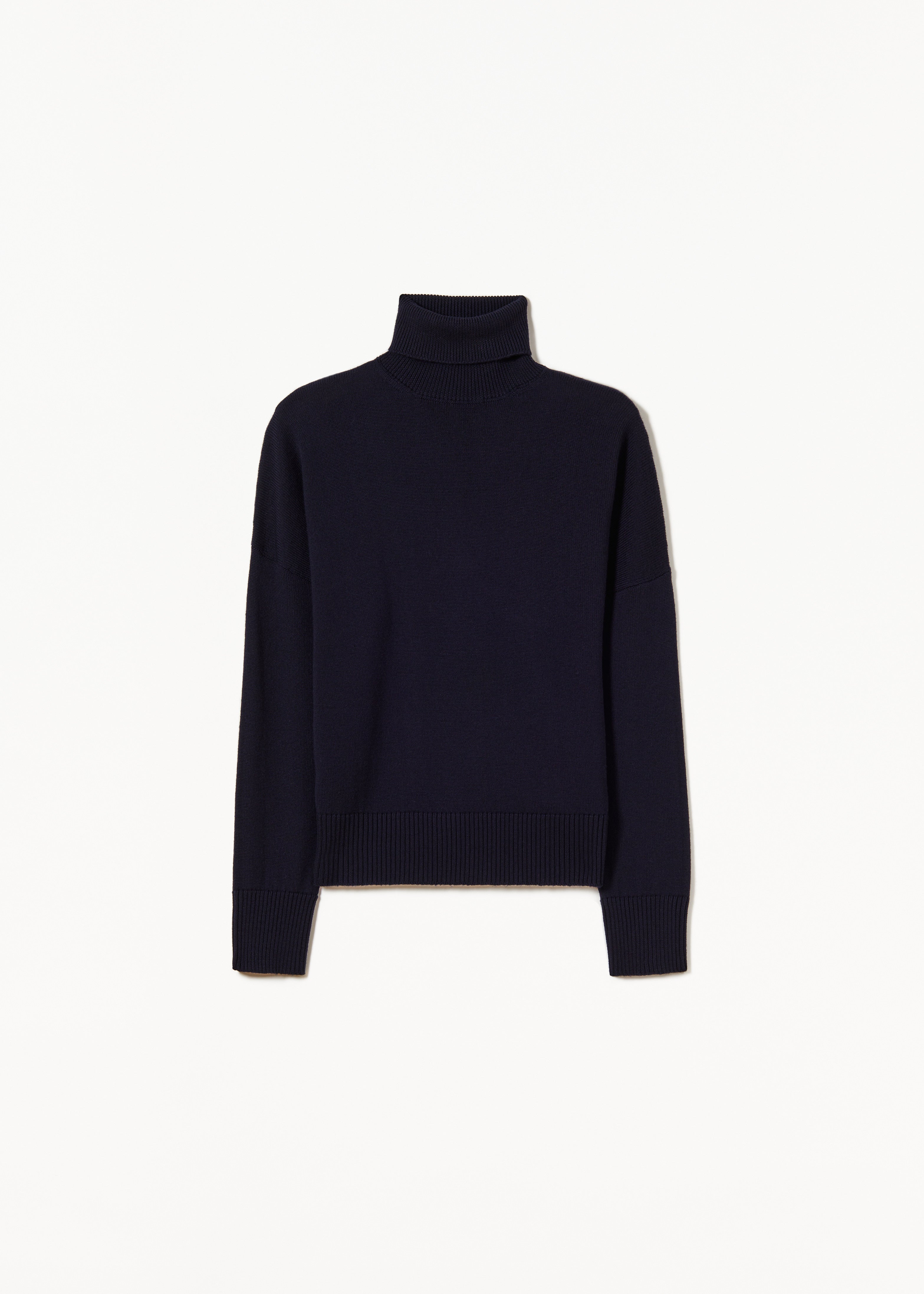 MERINO WOOL BLUE TURTLENECK SWEATER