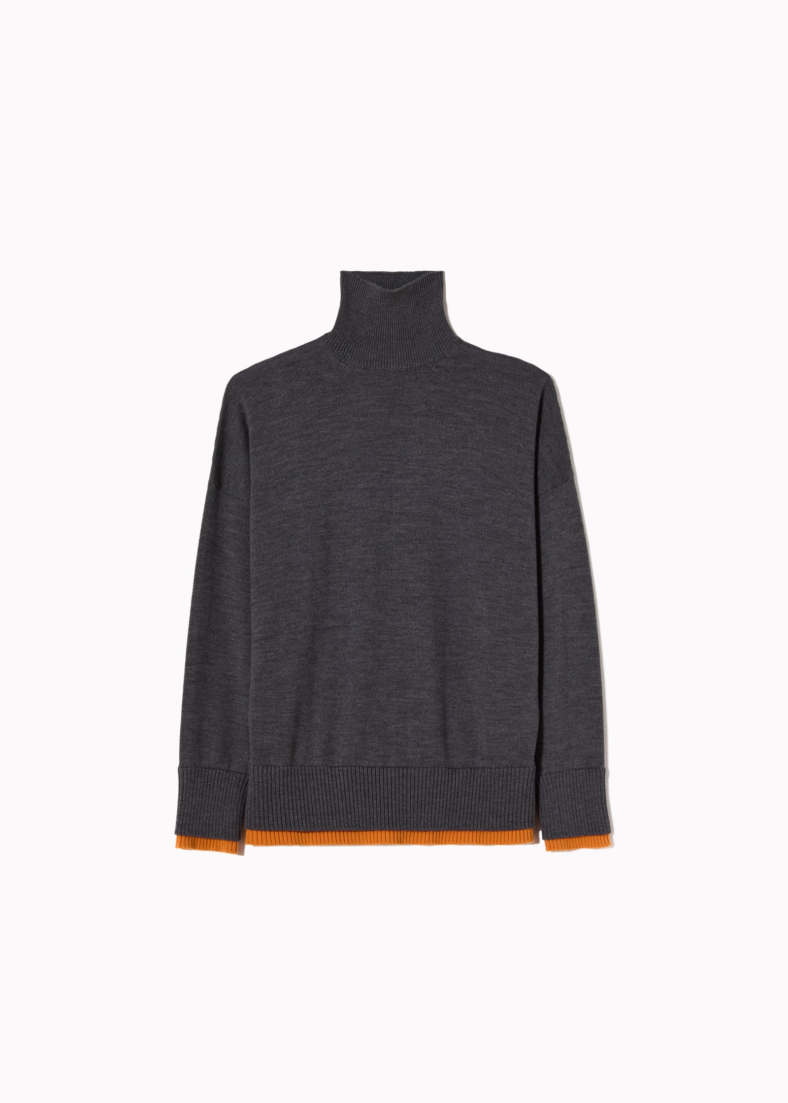 GREY SOFT WOOL TURTLENCK SWEATER
