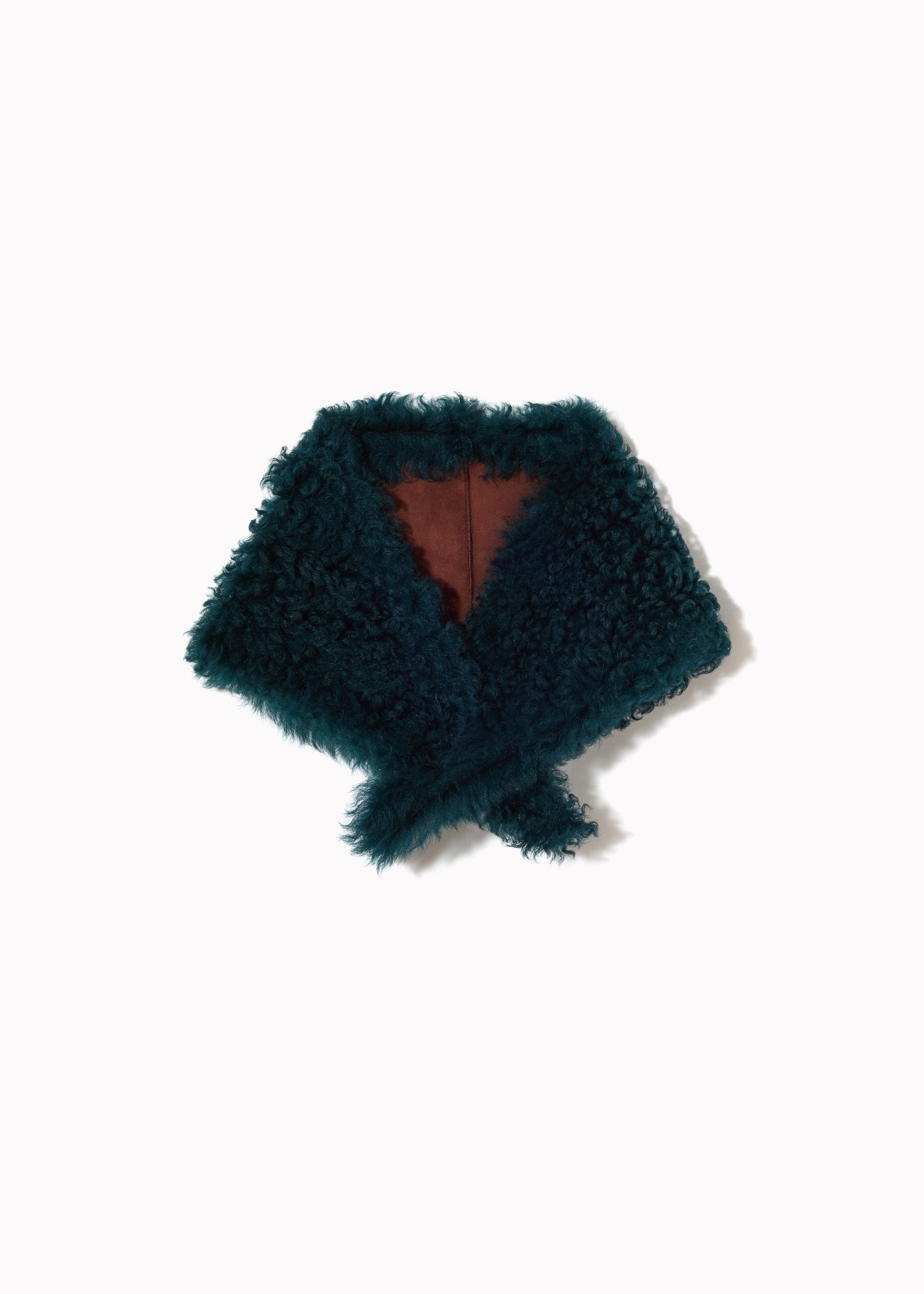 DARK GREEN SHEARLING SCARF COLLAR