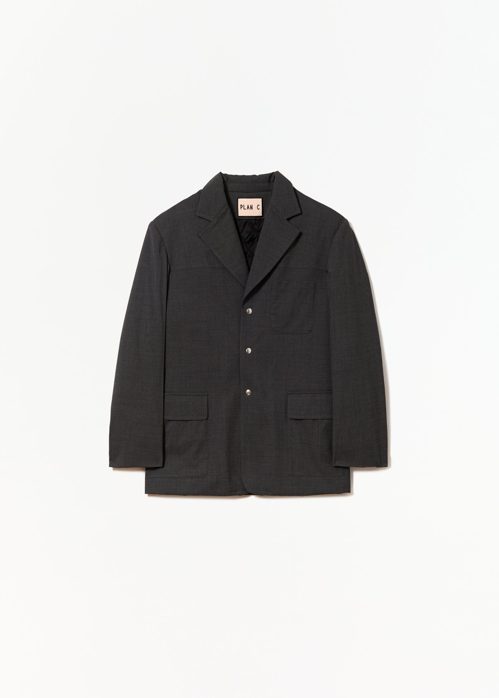 GREY TECHINCAL WOOL PADDED BLAZER