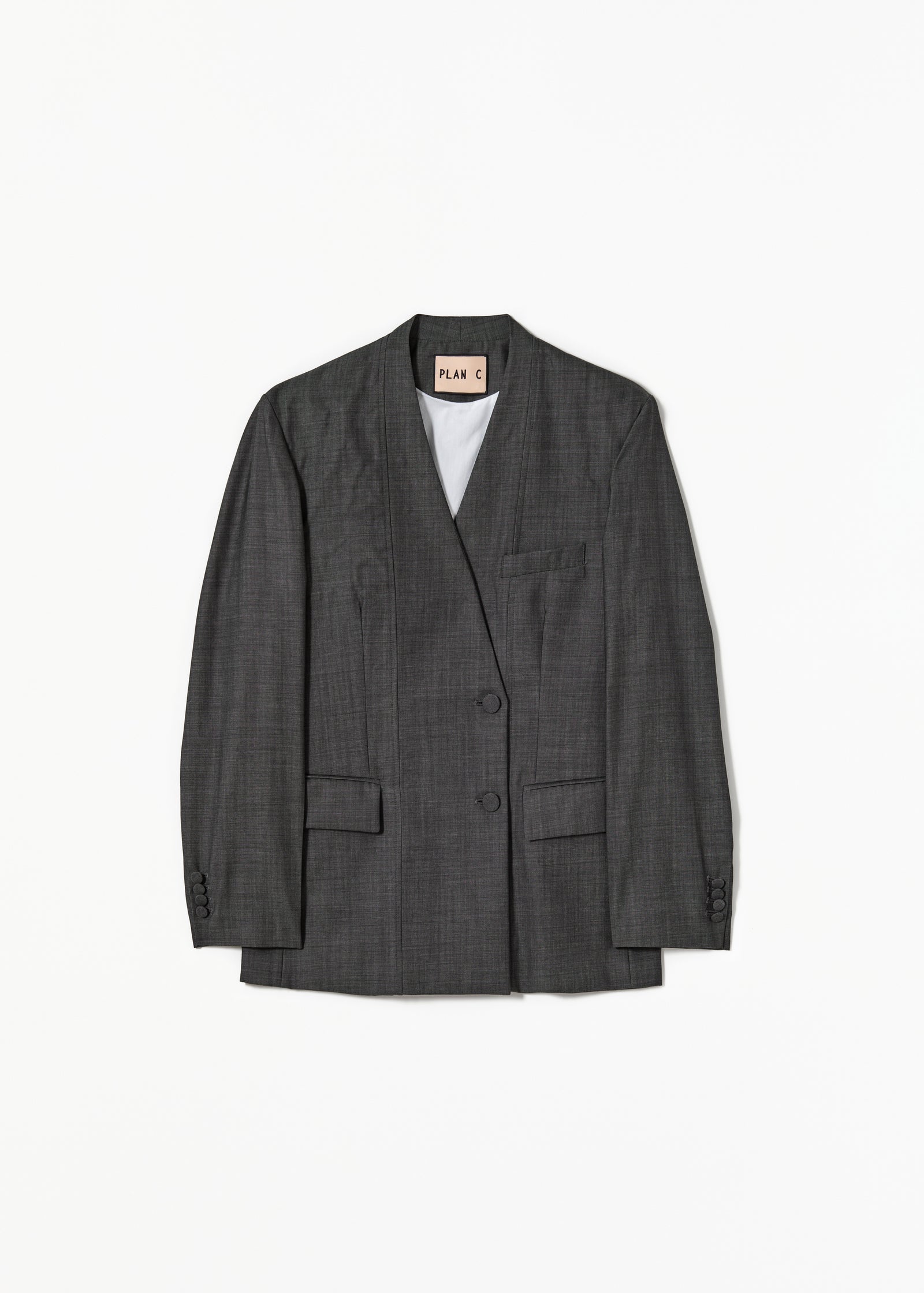 DOUBLE BREASTED MELANGE GREY BLAZER