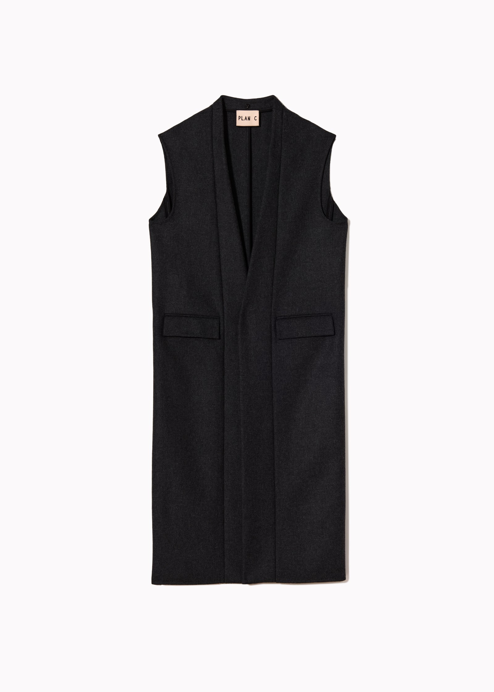 DOUBLE WOOL VEST WITH EMBROIDERED COLLAR