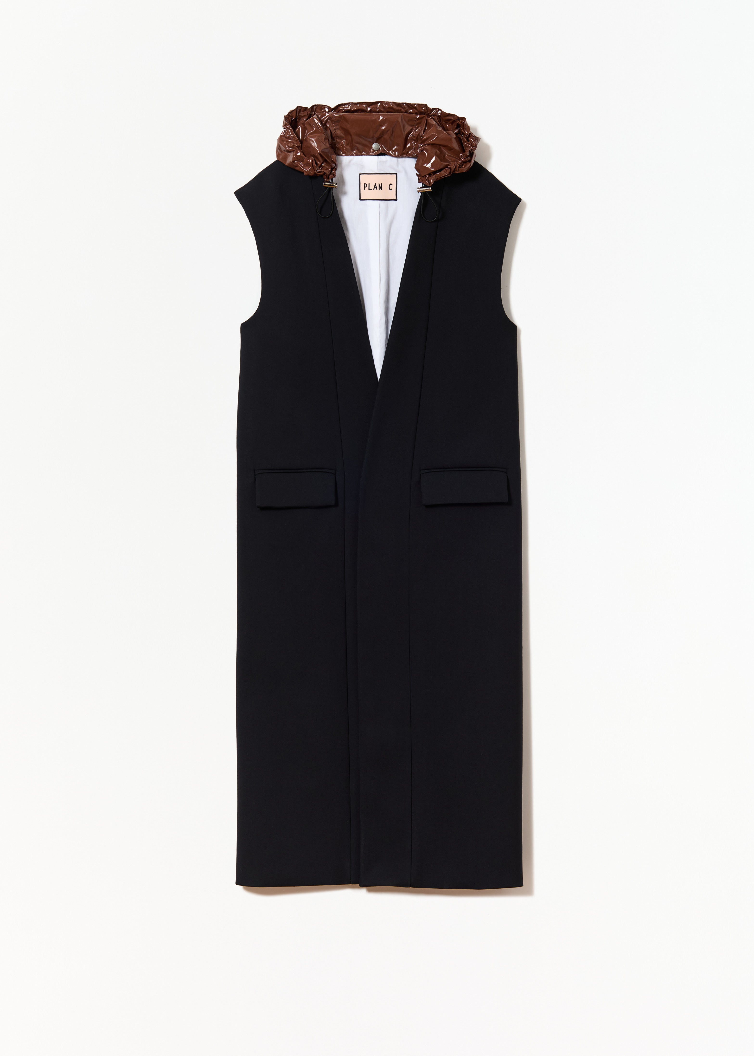 GILET CON CAPPUCCIO BLU NERO