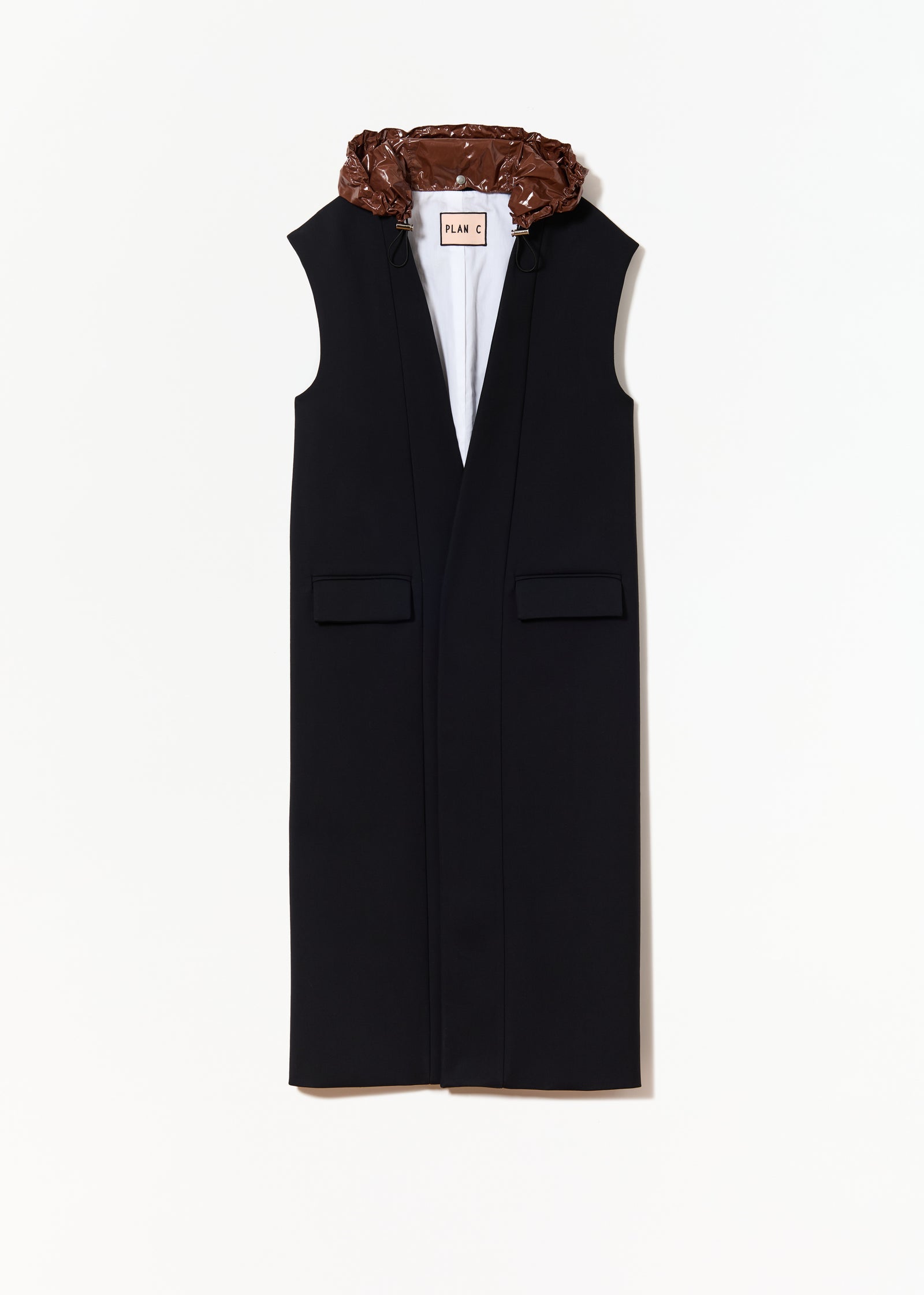 GILET CON CAPPUCCIO BLU NERO